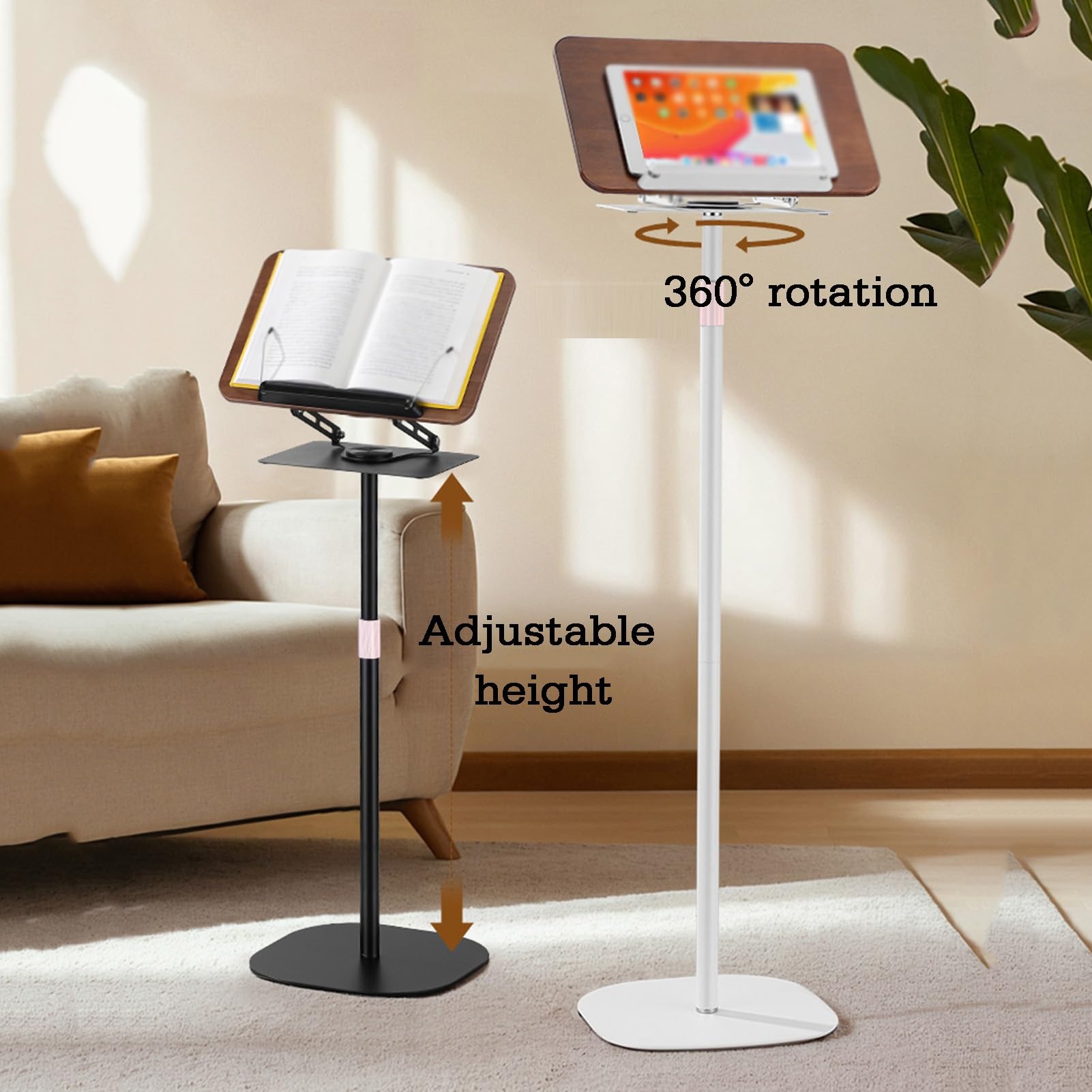 Genérico Soporte de Madera Ajustable para partituras con Clip, Atril Manos Libres para el hogar, la Oficina, la Escuela y conferencias - Blanco Elegante, Apto para Hojas de 51 a 119 cm.