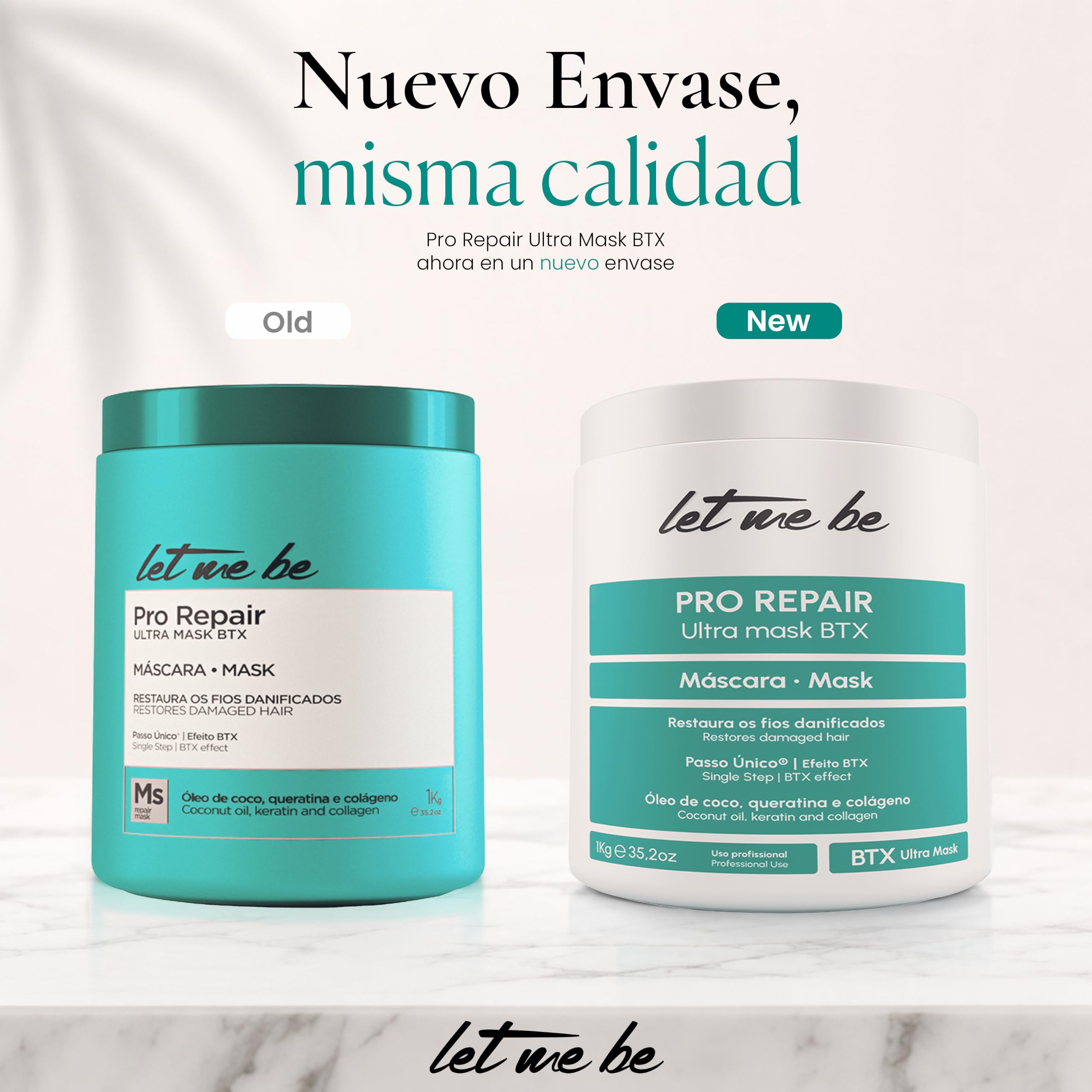 Let Me Be Haarmaske & Haar Btox Formaldehydfrei, BTX Pro Repair | Organische und professionelle Anti-Frizz Volumenreduzierung in 1 Schritt mit Keratin, Kollagen und Kokosöl - 1Kg