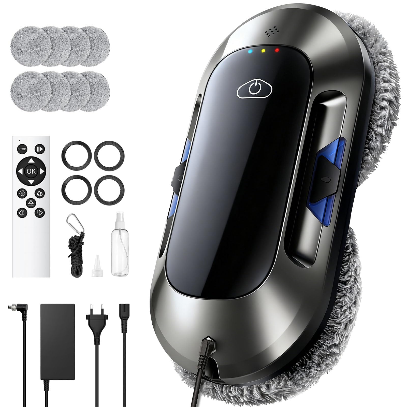 Robot limpiacristales con Función de Pulverización, Succión Turbo de 6500 Pa, 3 Modos de Limpieza y navegación Inteligente para una Limpieza eficaz de Ventanas, W23D