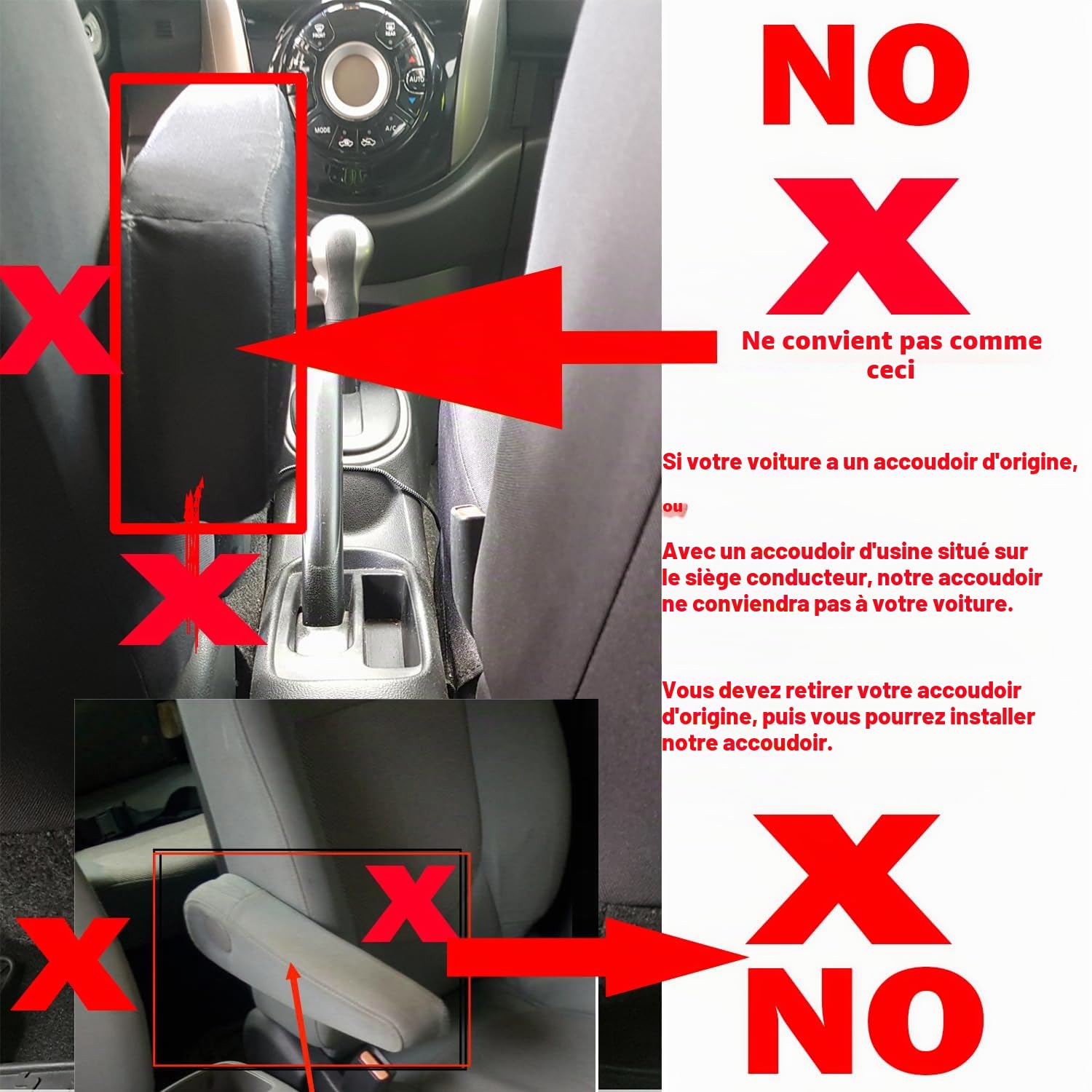 Accoudoir central de voiture en cuir compatible avec Citroën C3 C4