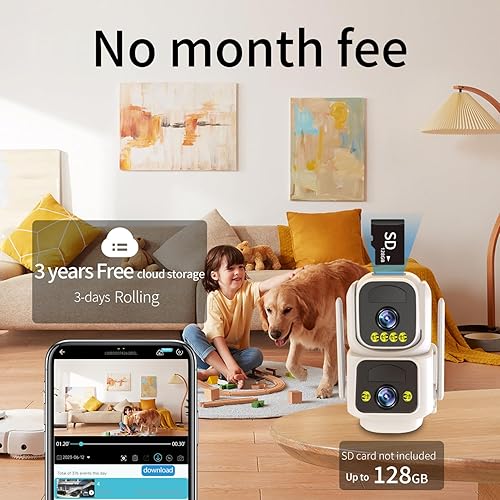 Miniatura 8 de Cámaras de seguridad solares inalámbricas para exteriores, cámaras WiFi 2.4G5G para seguridad del hogar, zona de movimiento PTZ de doble lente,