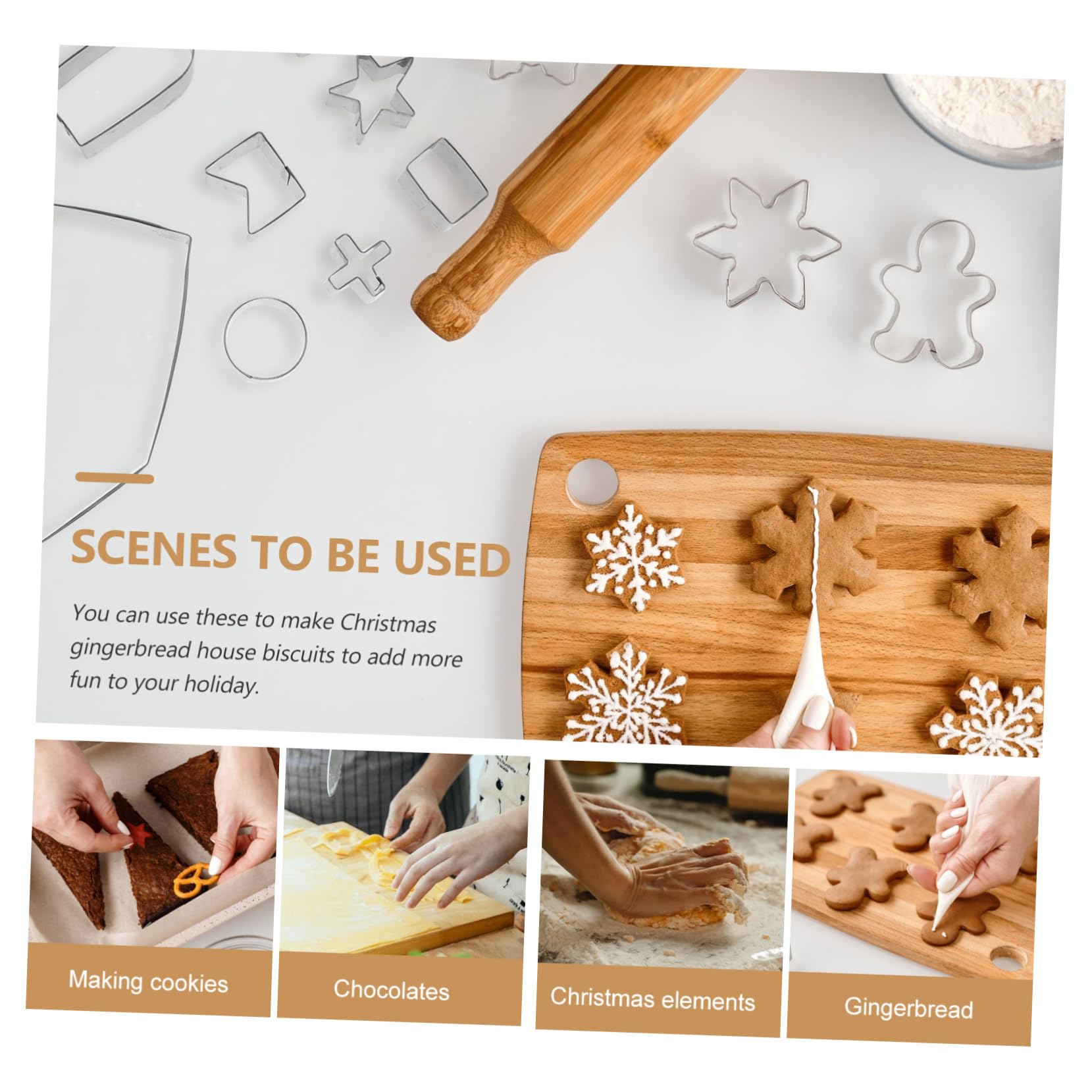 TOPBATHY 3 Sätze Werkzeuge Zum Backen Von Weihnachten Ausstechform Kuchenbrett Cracker-ausstecher Backen Ausstecher Weihnachtsausstecher Plätzchen Kekspresse Kekse Silver Rostfreier Stahl