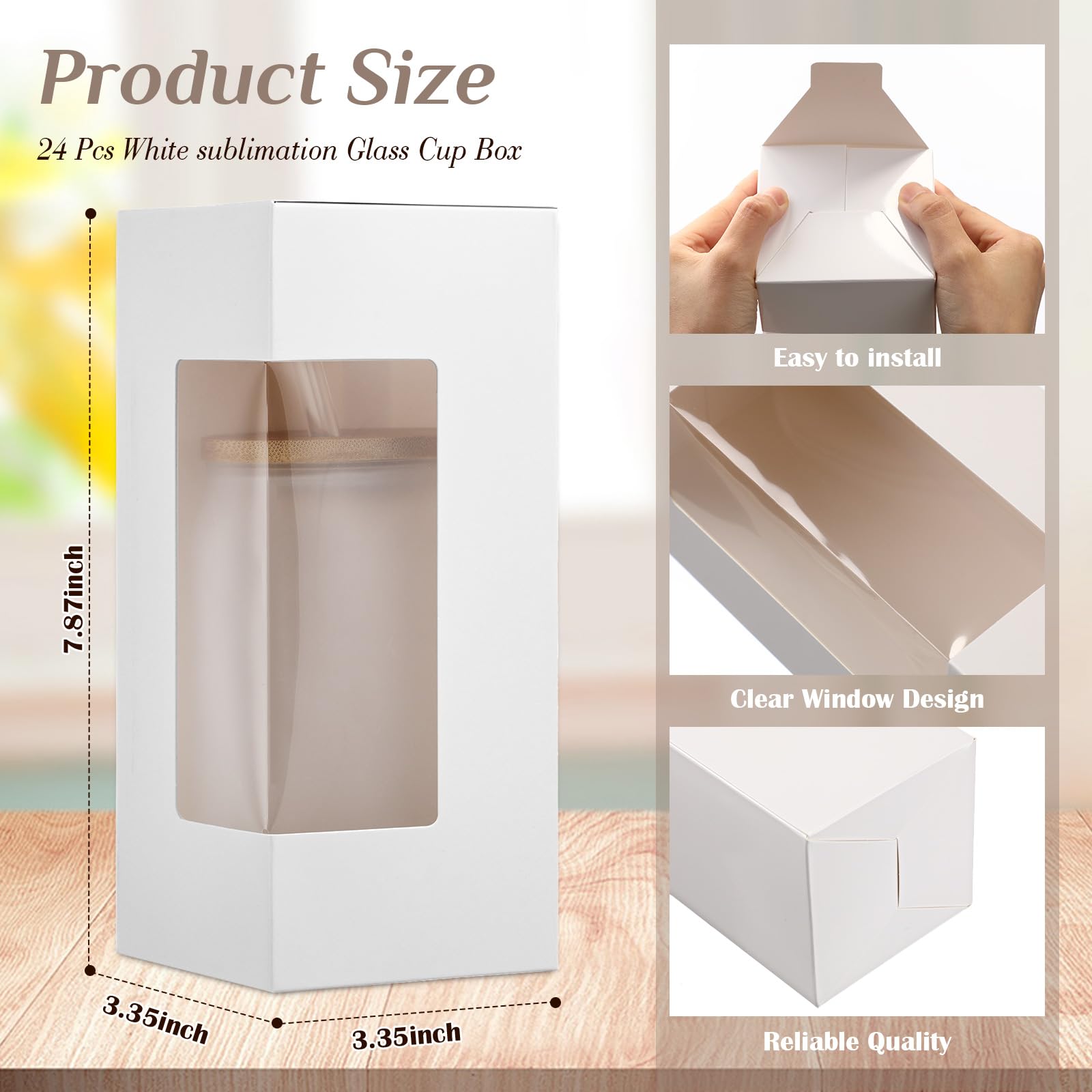 Geschenkbox Mit Griff Für Sublimationsgläser – Passend Für 473 Ml & 590 Ml Trinkgläser, 24 Stück, Blanko