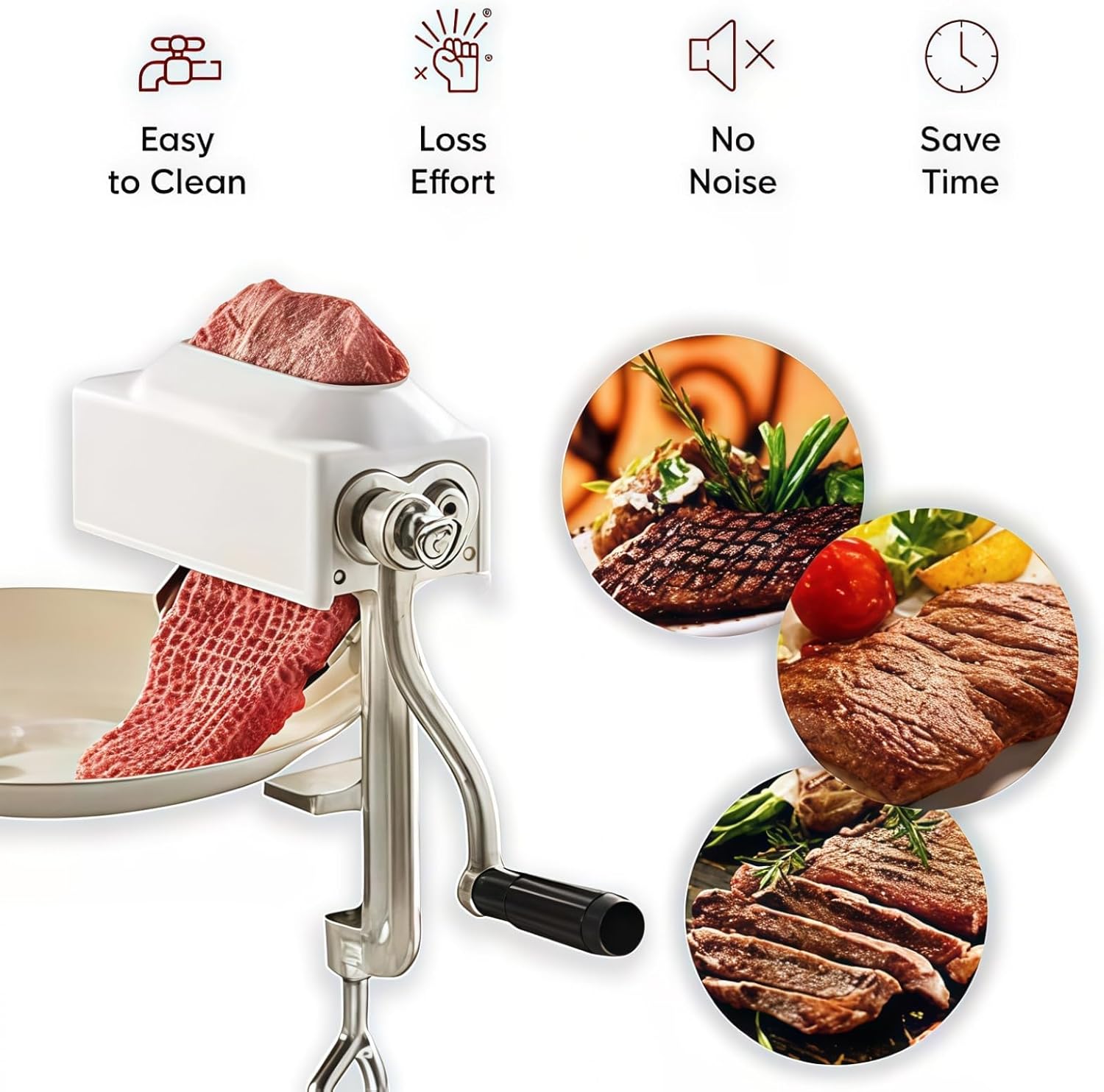 Meat Tenderizer Cuber, Steak Flattening Machine, Cast Iron Manual Meat Tenderizer Machine, Commercial Clamp-on Rolling Tenderizer for Beef, Pork, and Chicken