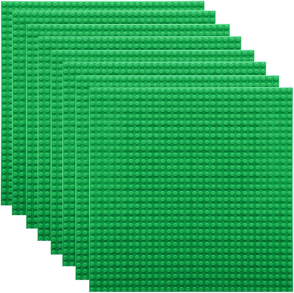 Classic Baseplates Building Plates-10" x 10" Building Boards,100% Compatible with All Major Brands and Activity Table, Creative Platforms Mats for Toy Bricks (Green-16, 16 Pack)