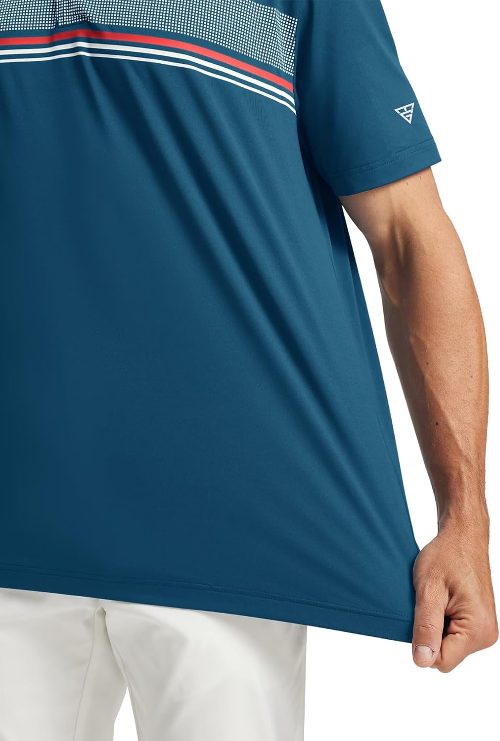 M MAELREG Mens Golf Shirts Short Sleeve Chest Print Stripe Moisture Wicking Dry Fit Casual Collared Mens Polo Shirts