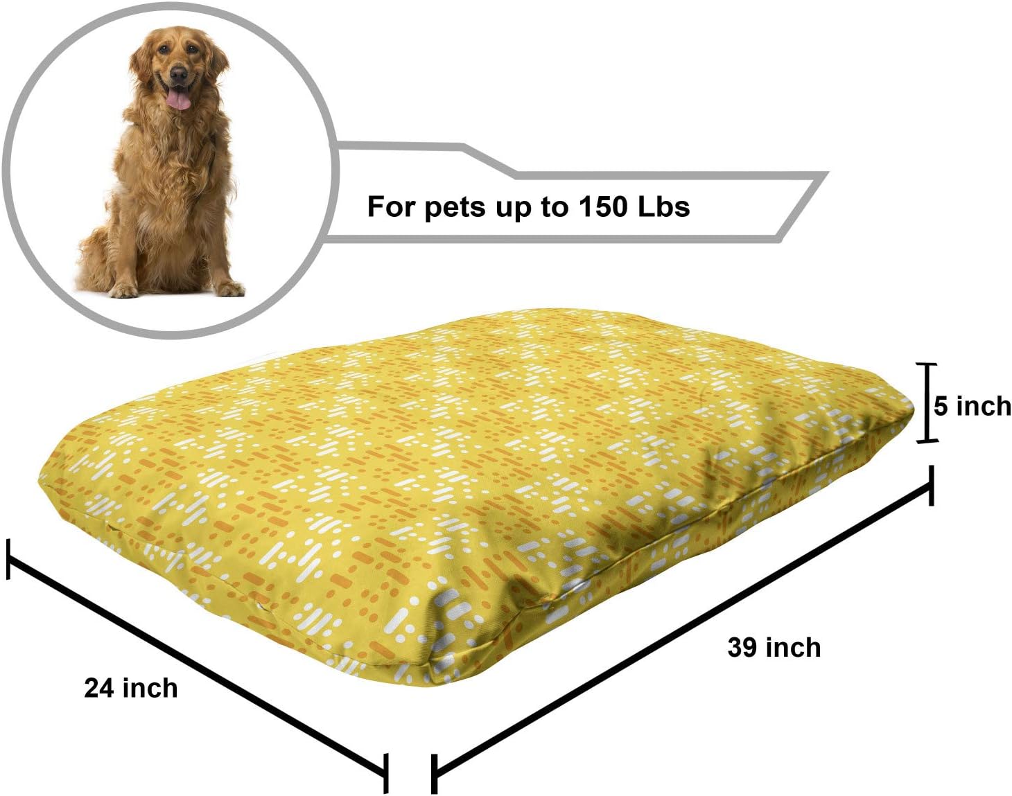 review Ambesonne Abstract Pet Bed, Repetitive Modern Minimal Design Pattern with Dots and Small Lines, Chew Resistant Pad for Dogs and Cats Cushion with Removable Cover, 24