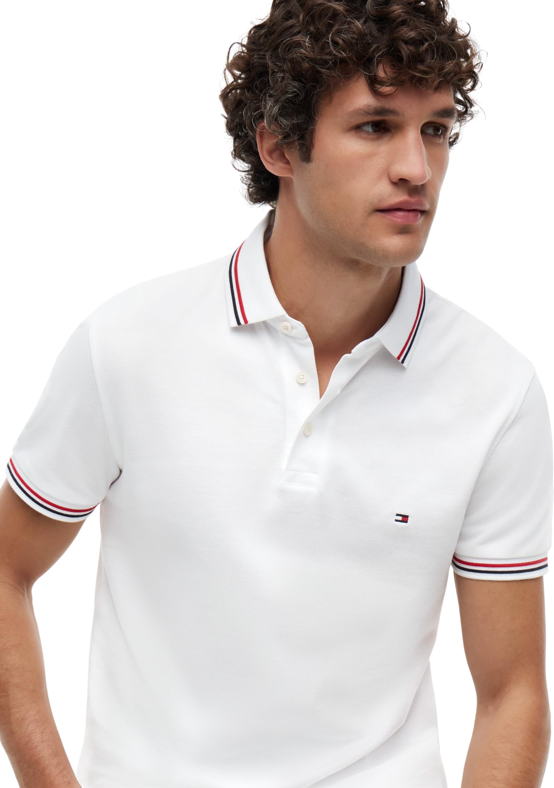 Tommy Hilfiger Herren Poloshirt Kurzarm Slim Fit mit Kontrast-Details