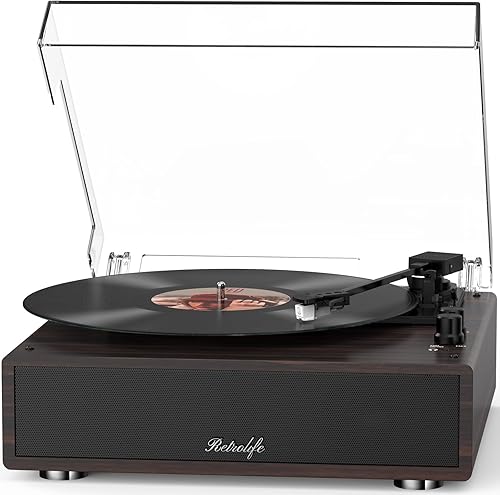 Tocadiscos estéreo incorporado, tocadiscos vintage para discos de vinilo, Bluetooth Retro LP, fonógrafo todo en uno, alta fidelidad, AT-3600L,