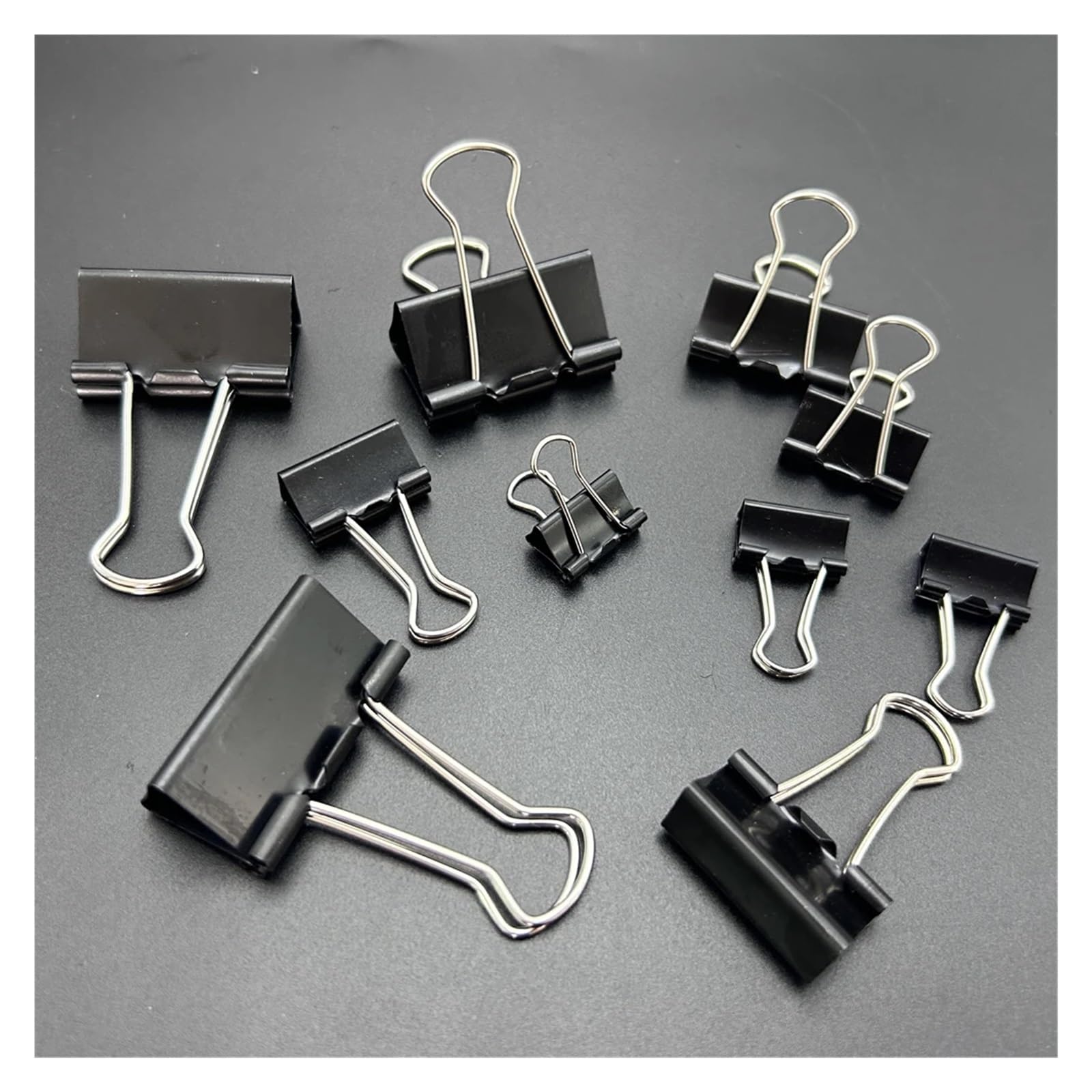 Fermagli Per Raccoglitori 36 graffette metalliche pieghevoli nere | Note Carta da lettere Morsetti for documenti Morsetti for test di biglietti Cancelleria for ufficio domestico(36 Pcs 32mm)