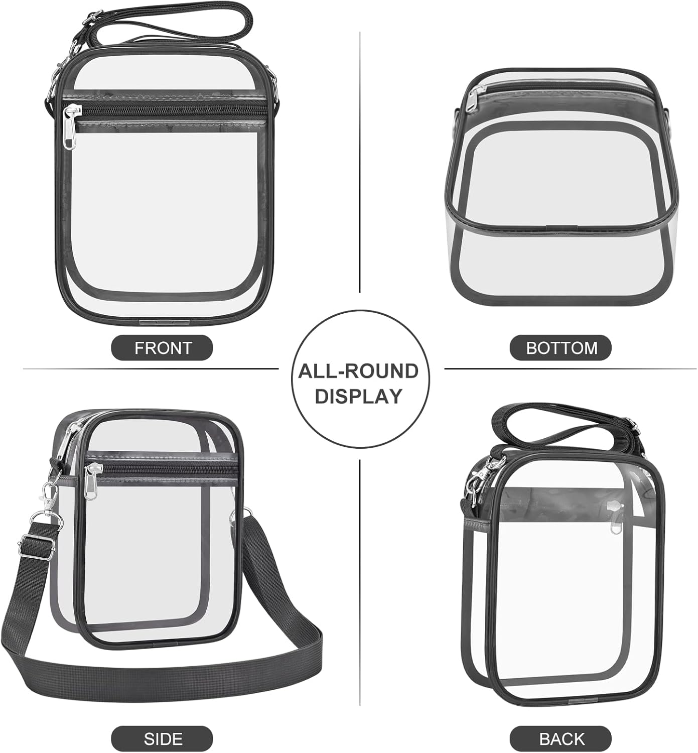 USPECLARE Clear Purse Stadium Transparent Messenger Bag Stadium Approved for Men and Women Clear CrossBody Bag - Image 7