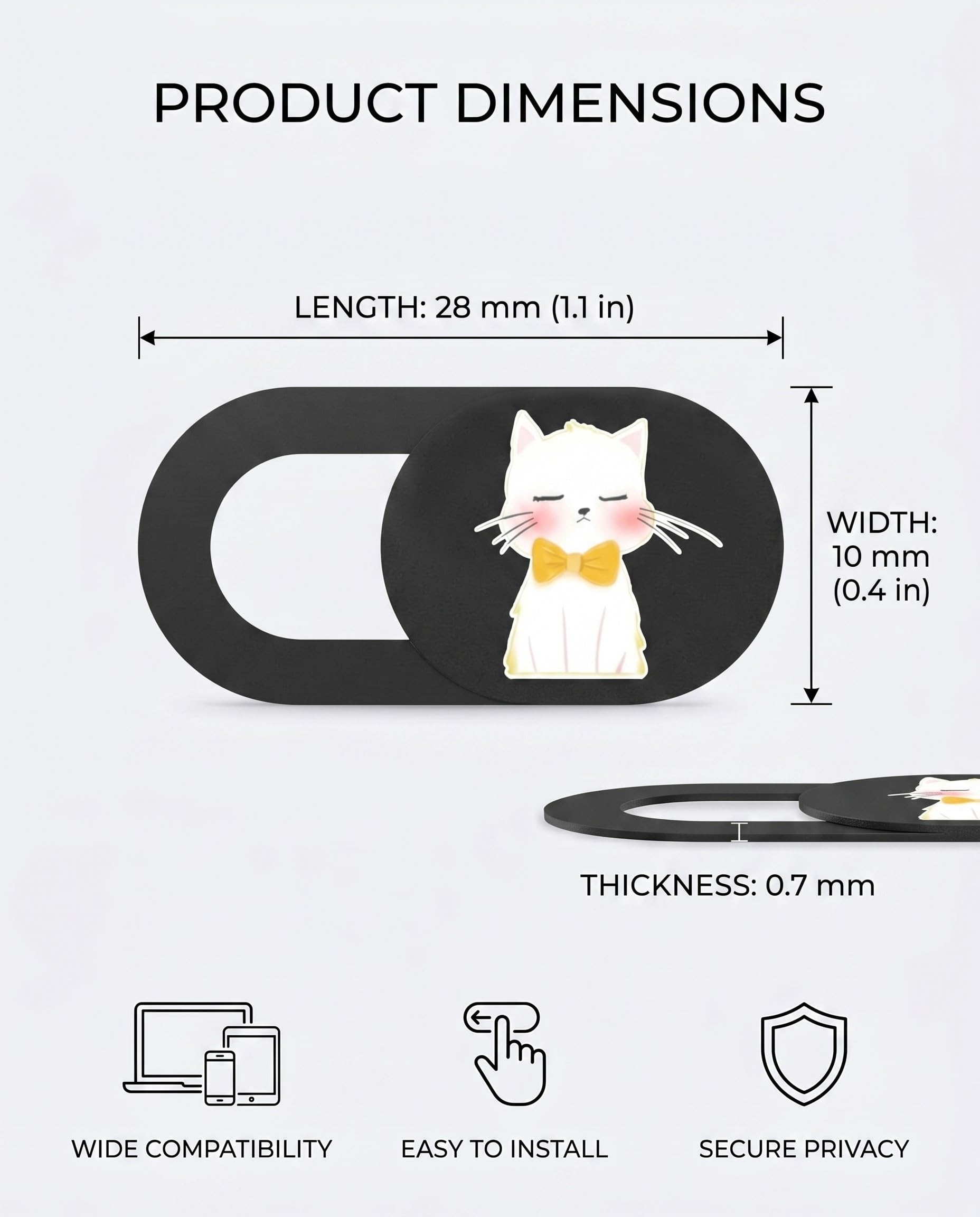 Copri Webcam Gatto Confezione da 6 in Plastica Scorrevole – Protezione Privacy Anti-Spionaggio