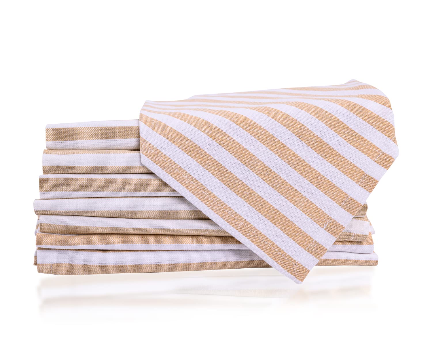 mon bijou® Set 36 Tovaglioli di Stoffa a Righe Beige e Bianche 45x45 cm – 100% Cotone Lavabili a 60 °C – Ideali per Ristoranti Hotel Catering – Tovaglioli Eleganti e Riutilizzabili da Tavola