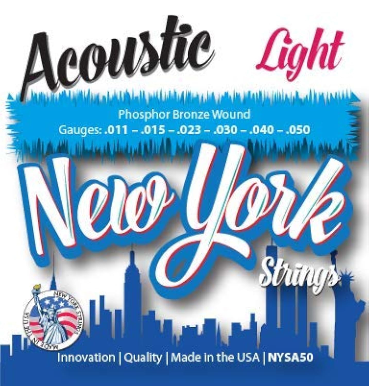 NYSA50 - Cuerdas para guitarra acústica, bronce fosforado, ligero, innovación, calidad, las New York Strings son una sinfonía de cuerdas, fabricadas en Estados Unidos