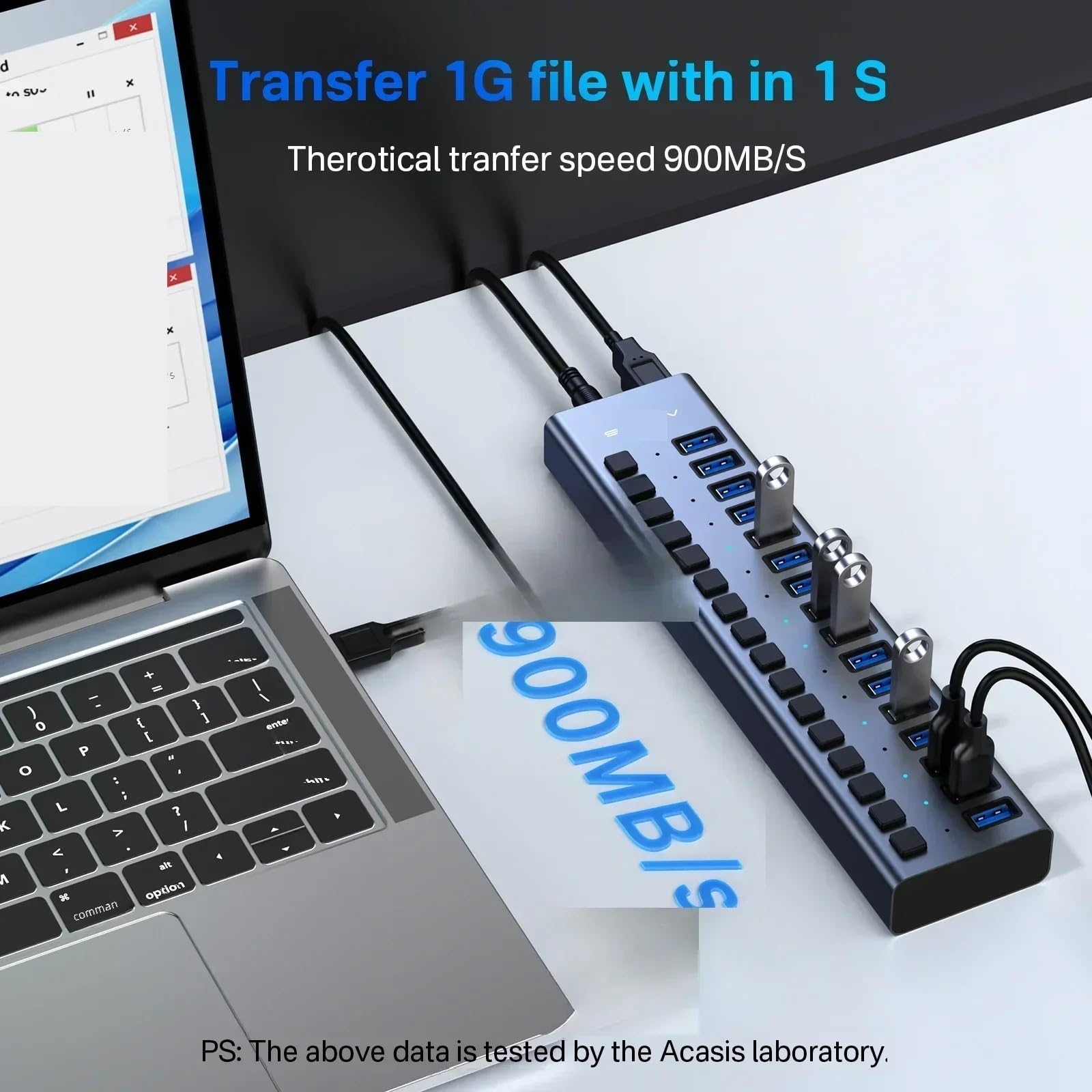 USB 3.1 10Gbps Hub 16 puertos divisor transferencia de datos carga interruptor individual luz indicadora para teclado mouse impresora (16 puertos con enchufe de la UE)