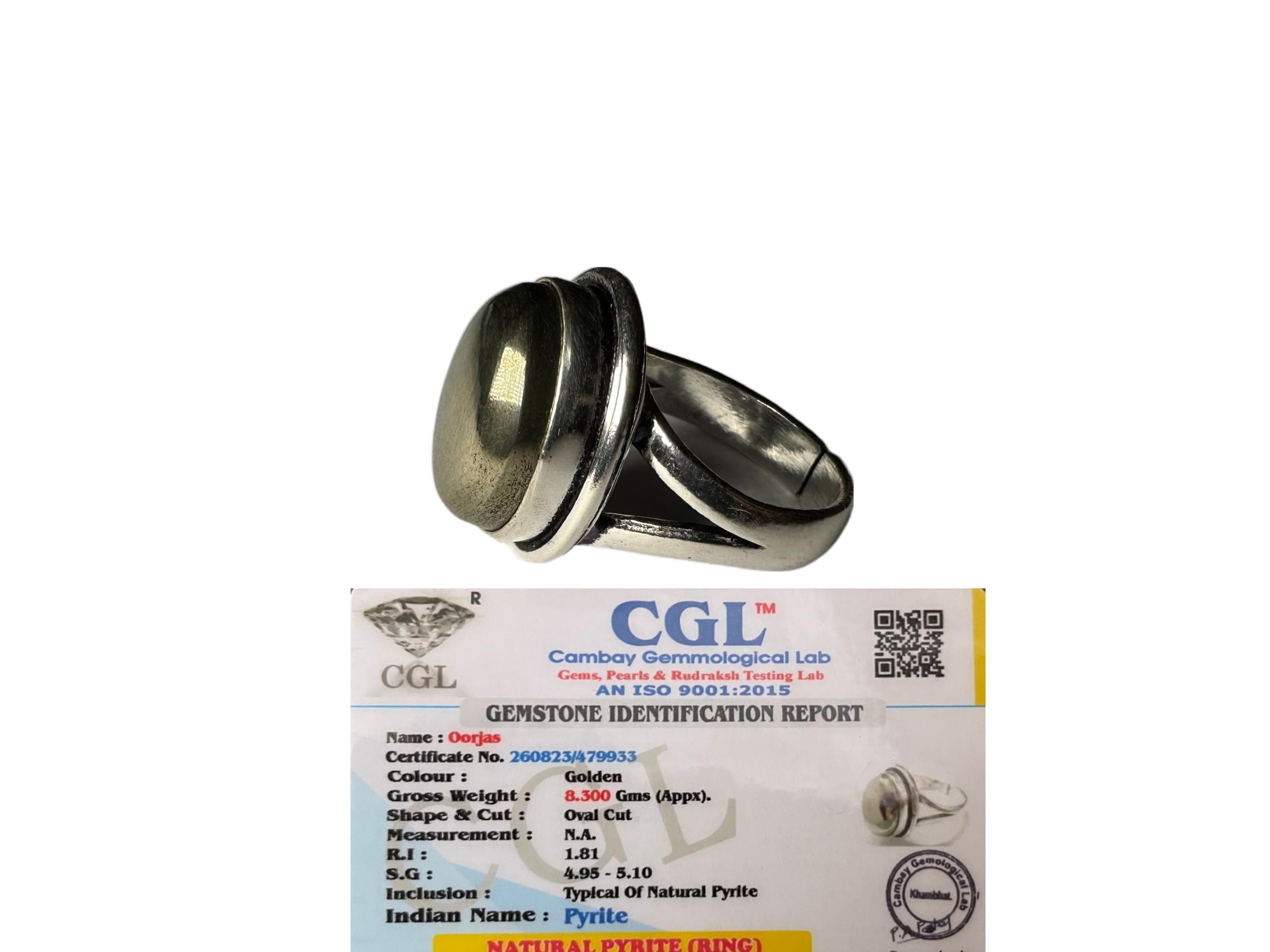 Oorjas Pyrite Ring Adjustable With Lab Tested Certified Ring - Money Magnet Ring, For Unisex-Adult - One Size (B0CJ9V61NR) Amazon Price History, Amazon Price Tracker