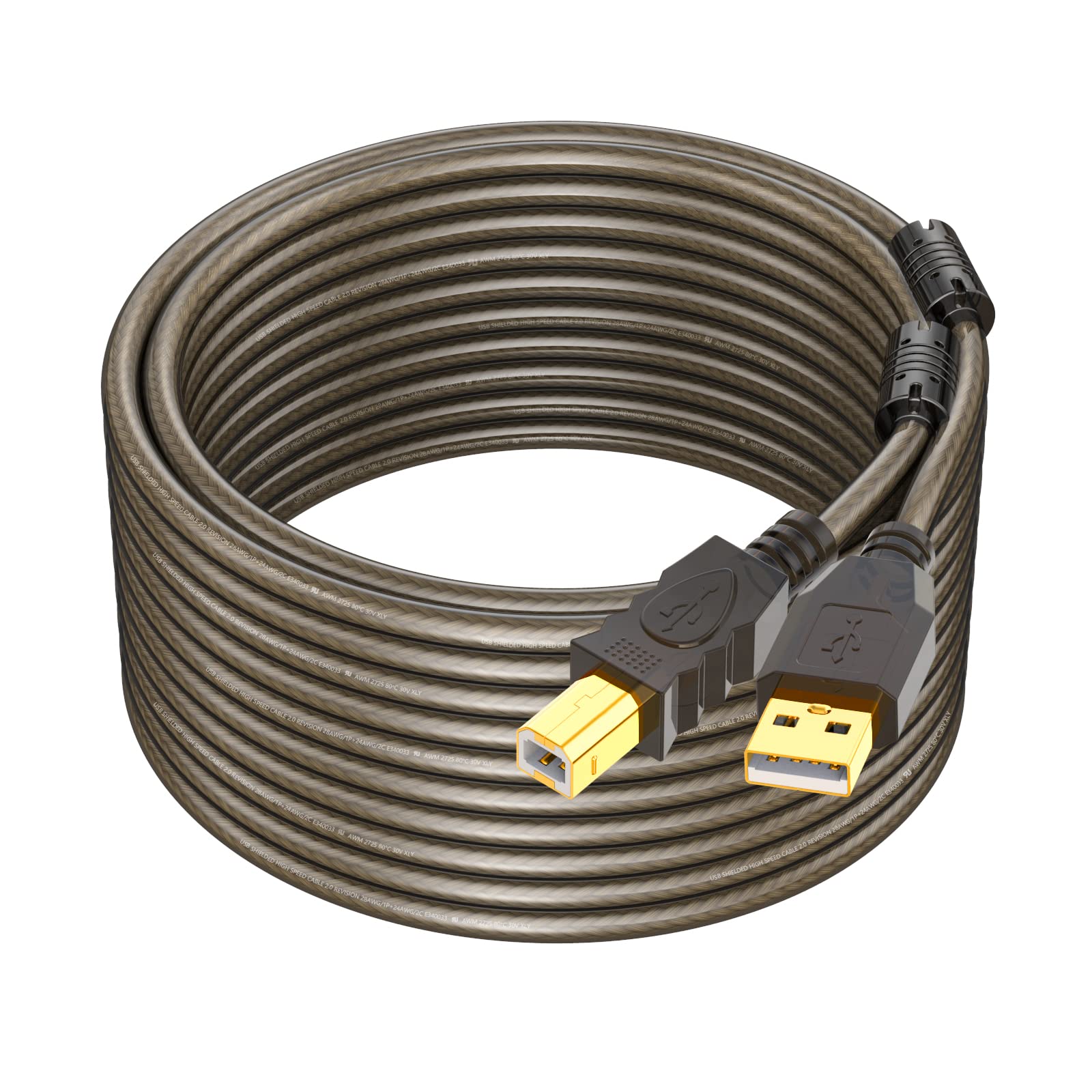 Printer Cable 20ft, USB 2.0 USB A to B Printer Cord, Scanner Cord, High Speed USB Printer Cable,Printer USB Cable Compatible with Printer, Scanner, Fax Machine