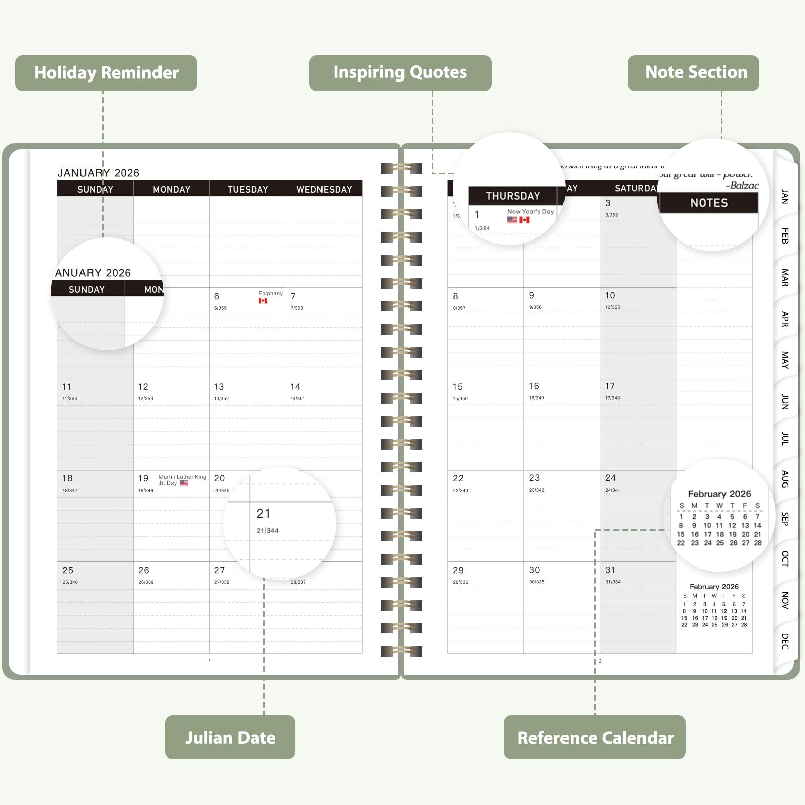 Snapklik.com : 2026 Planner - Weekly And Monthly Planner Spiral Bound ...