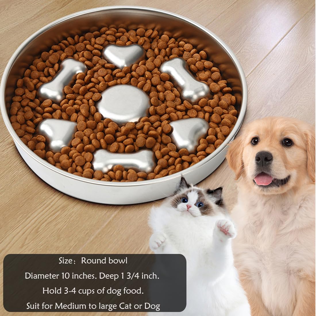Fermus Metal Dog Slow Feeder Bowl, Stainless Steel Anti-Choke Slow Eating Pet Bowl for Dogs, Fun Interactive Design - image 4