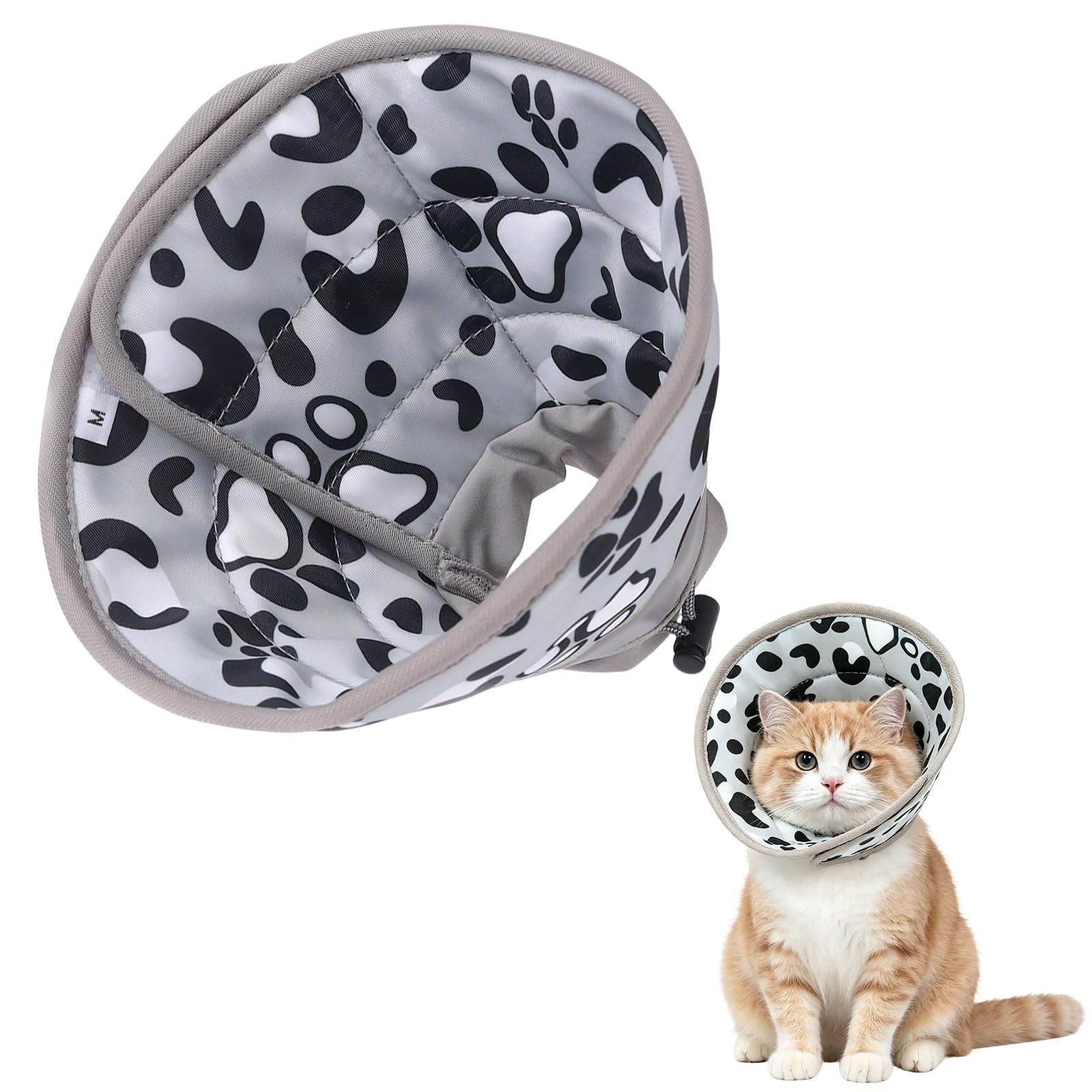 Cat Cone Collar Soft Adjustable Pet Recovery Collar Stops Licking After Surgery Elizabeth Head Cone for Small Dogs Kittens (Grey, L)