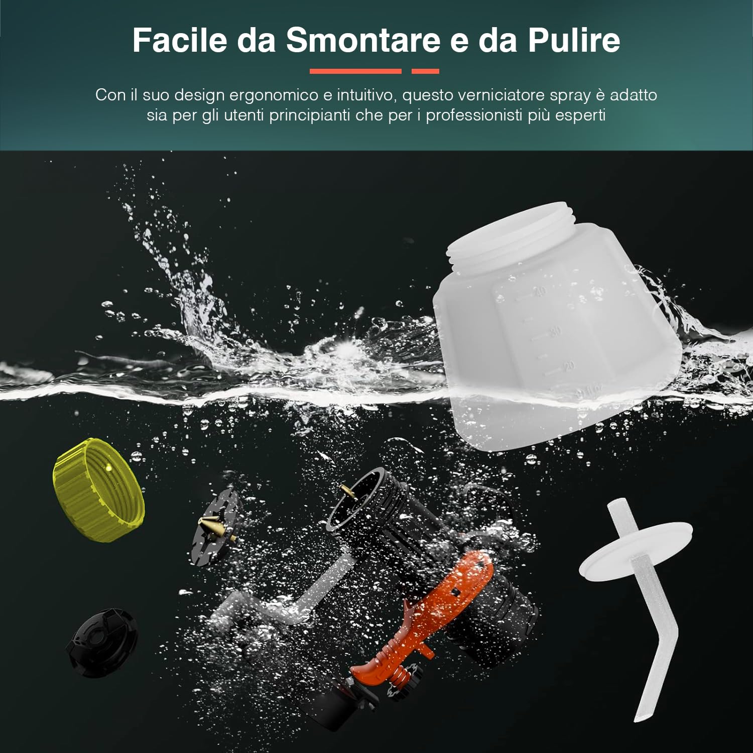 Avilia Nebulizzatore Vernice a Batteria 20V, HVLP con Regolatore di Flusso - Tecnologia Bassa Pressione, 3 Ugelli, Ideale per Fai Da Te, Legno e Metallo