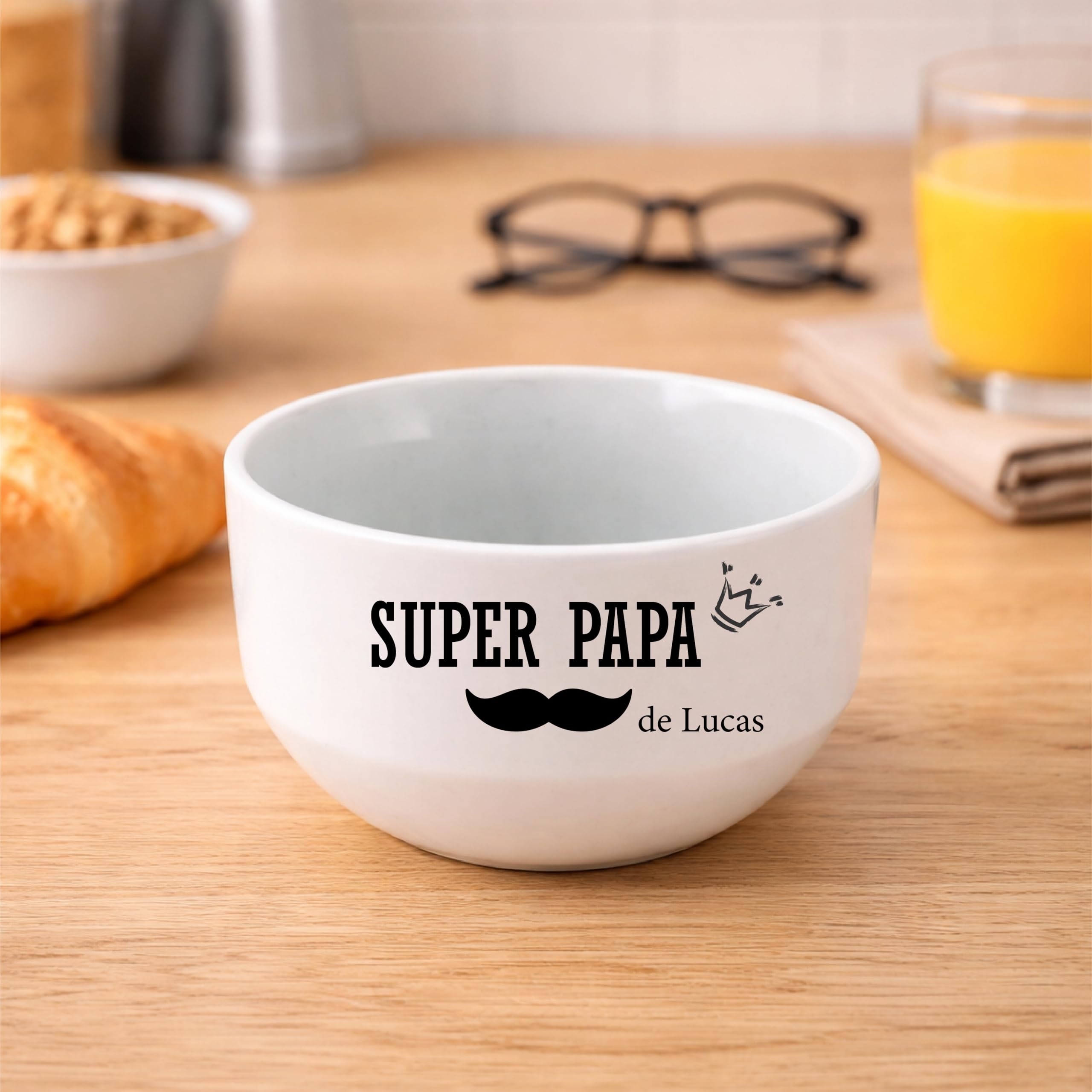 Bol Super Papa Personnalisé 600 ml – Bol avec Prénom Enfant – Céramique – Cadeau Fête des Pères Original