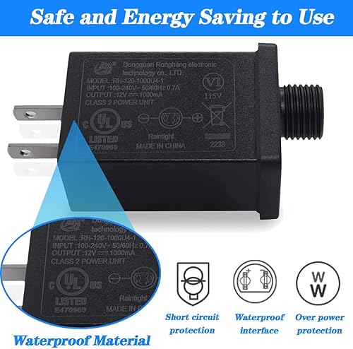 Miniatura 2 de Adaptador inflable de repuesto para patio, 12 V, 1a, 2 unidades, adaptador de fuente de alimentación para decoración inflable al aire libre, enchufe