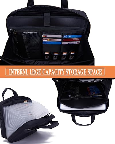 Miniatura 2 de Organizador de archivos de acordeón con cerradura de combinación con asa, carpeta de archivos expandible de 12 bolsillos con cremallera y bloqueo,