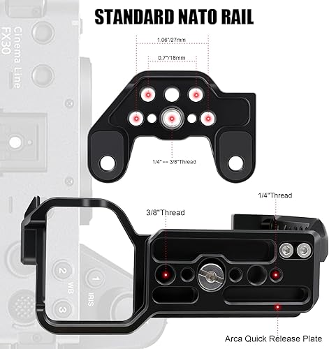 Miniatura 4 de Jaula de cámara con zapata fría estándar para cámara SonyFX3FX30, etc. - Negro