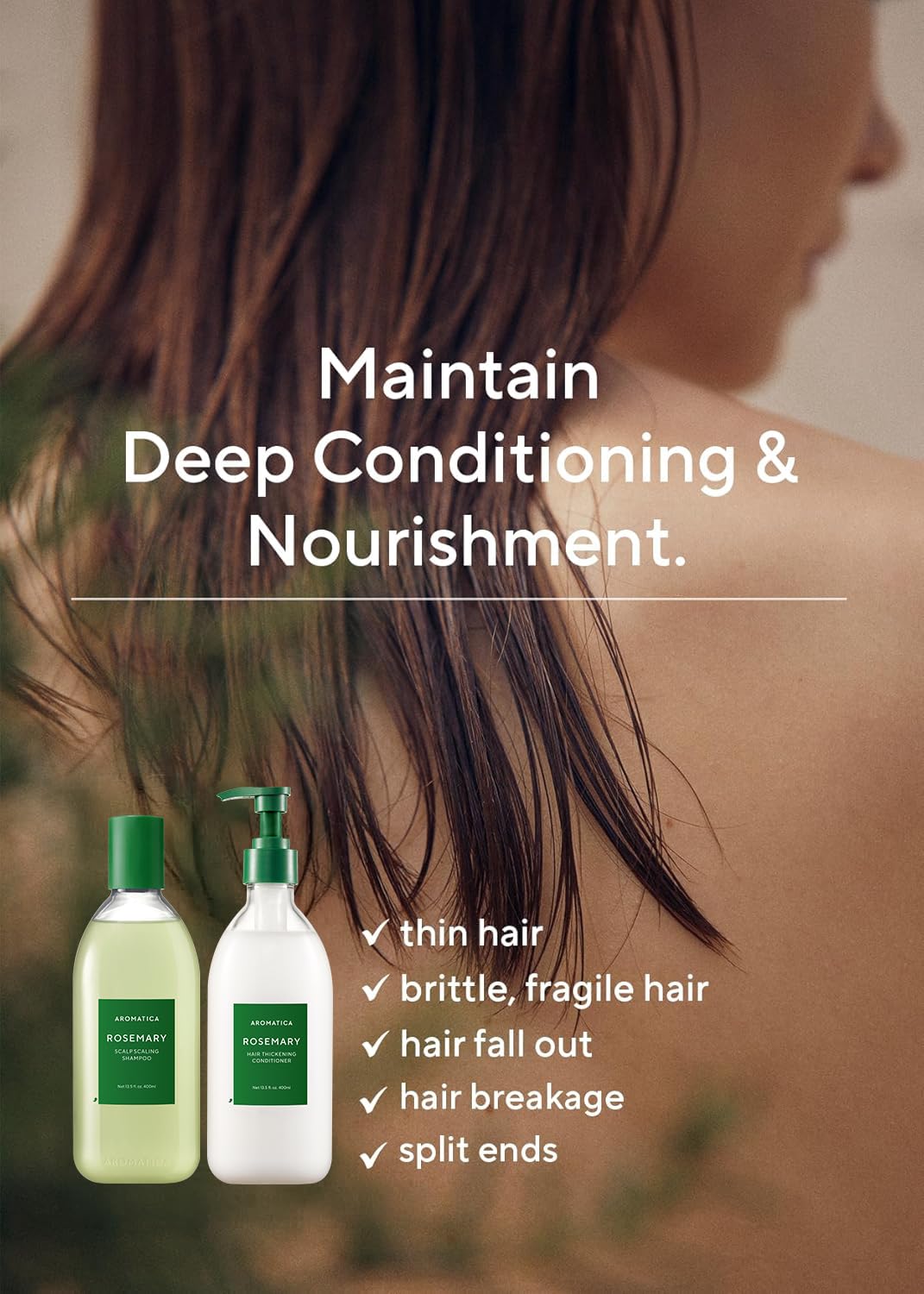 AROMATICA Rosemary Scalp Scaling Shampoo and Conditioner Set for Hair Growth – Vegan Hair Care Gift Set with Rosemary Oil. Ideal for Thinning, Color Treated Hair, Vegan & Organic, 13.53 fl.oz each