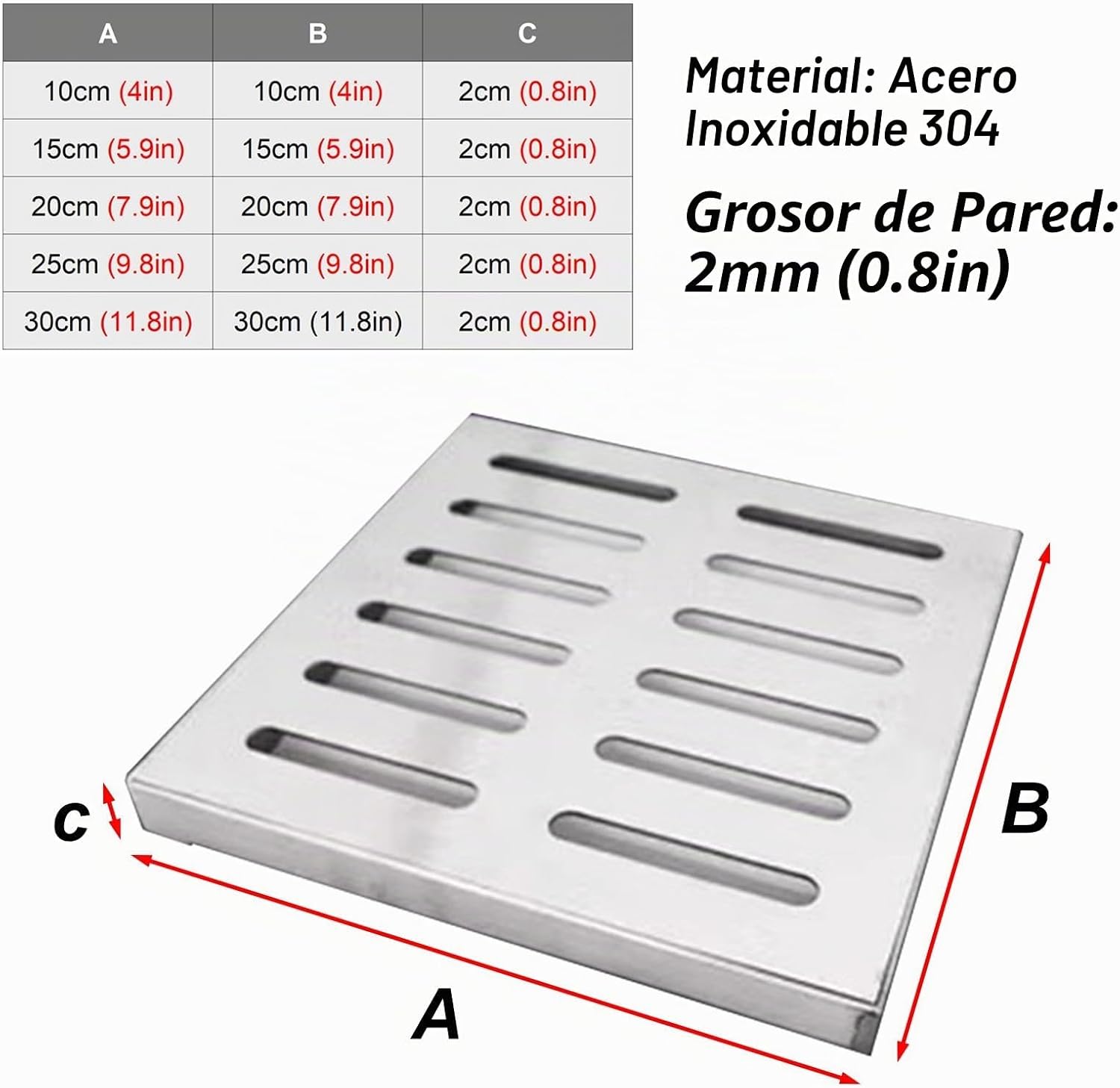 304 Stainless Steel Rain Grate Cover - Removable 20x20cm Drainage Grill for Outdoor Use, Rust-Resistant Water Flow Protector, Durable Drain Solution