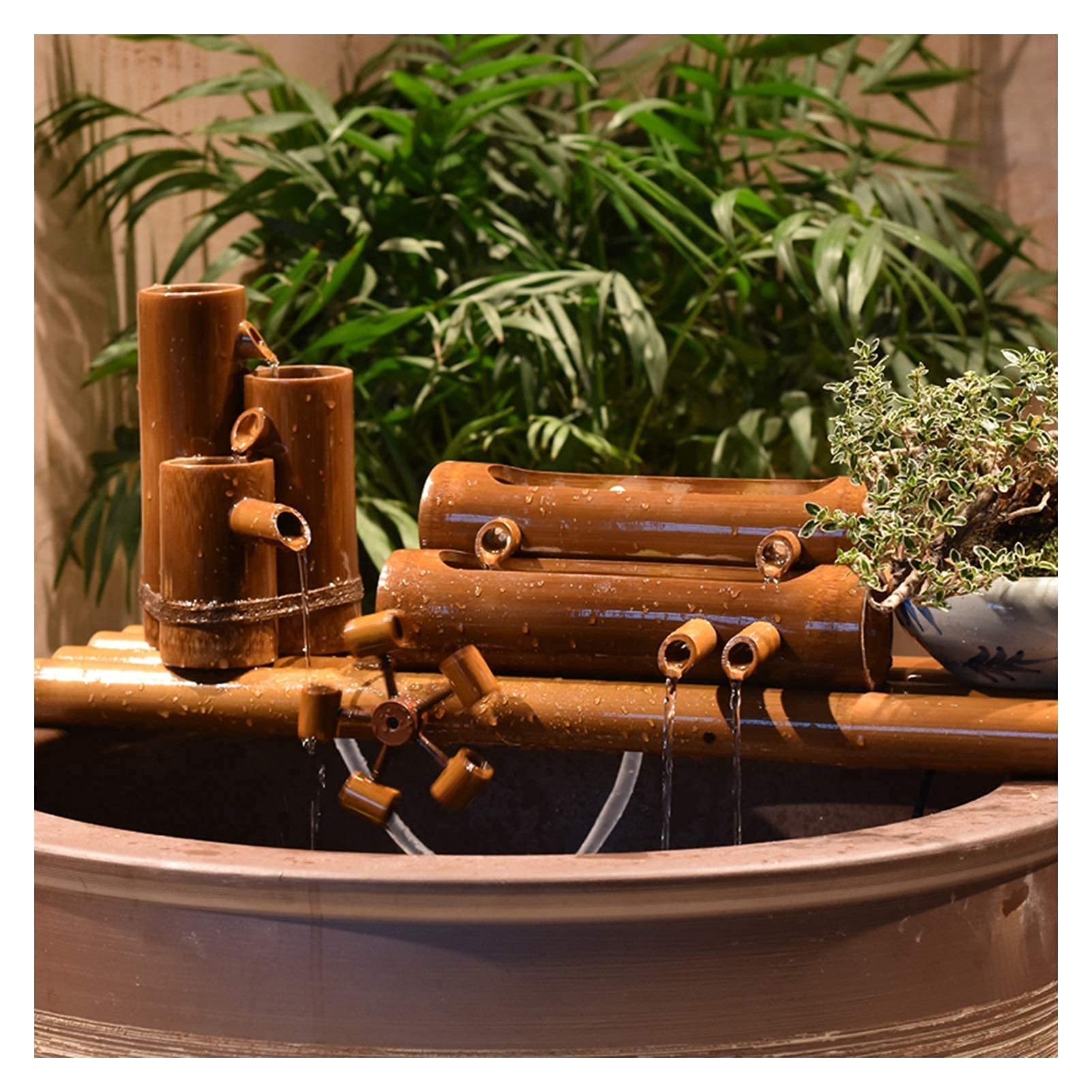 LCUVIMPEX Bamboo Water Fountain, Outdoor Bamboo Fountain With Pump For Garden Pond And Fish Tank Decoration 40-80cm(B,80cm)