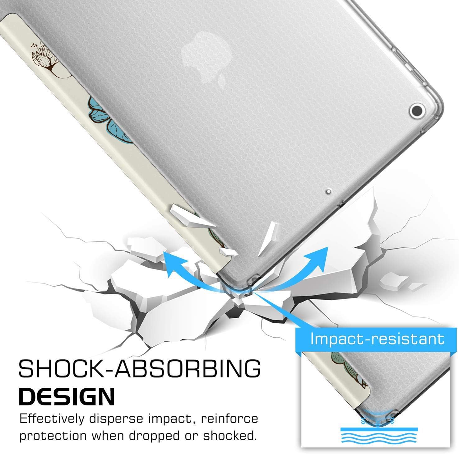 iPad PRO 11 2020 2021 2022 [ PRO 11 Inch 2 3 4 Generation ] A2759 A2435 A2761 A2762 A2377 A2459 A2228 Printed Slim Adjustable Stand Feature Case with TPU Heat Dissipation Back - Watercolor Flowers