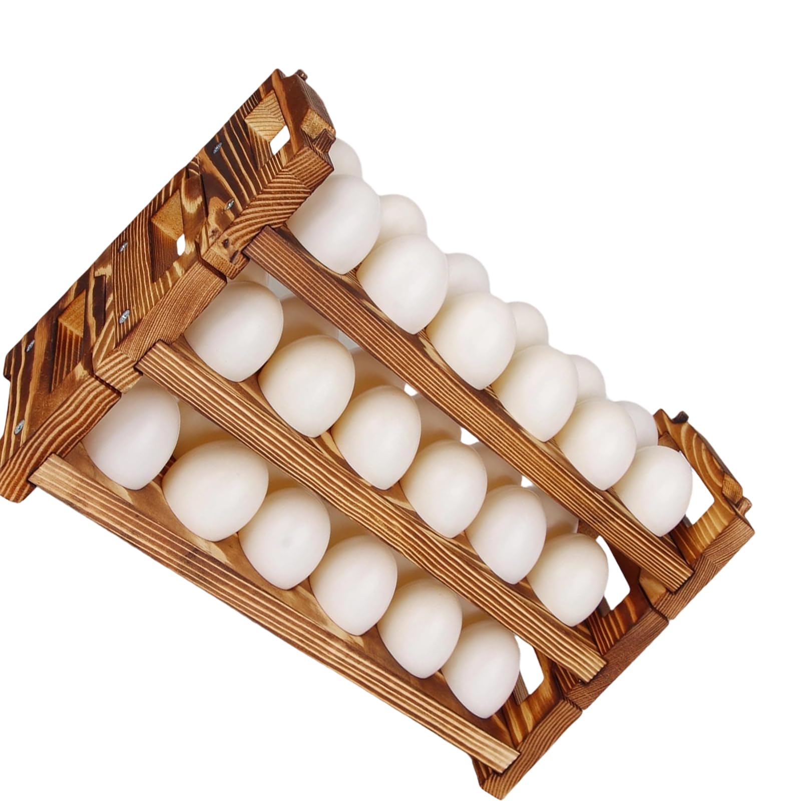 MALSSE Farm Inspired Stackable Chicken Item Rack Organizes 36 Items Strong Pine Build Ideal for Small Kitchens Friendly Oocyte Container
