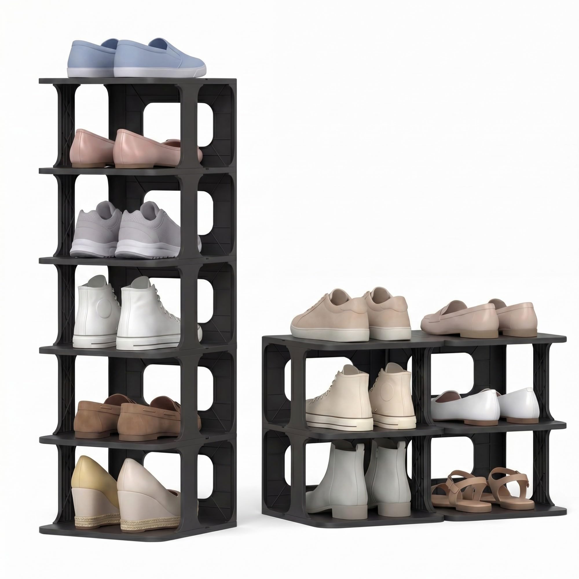 Rangement chaussures entrée pour gagner de la place boîtes empilables noires