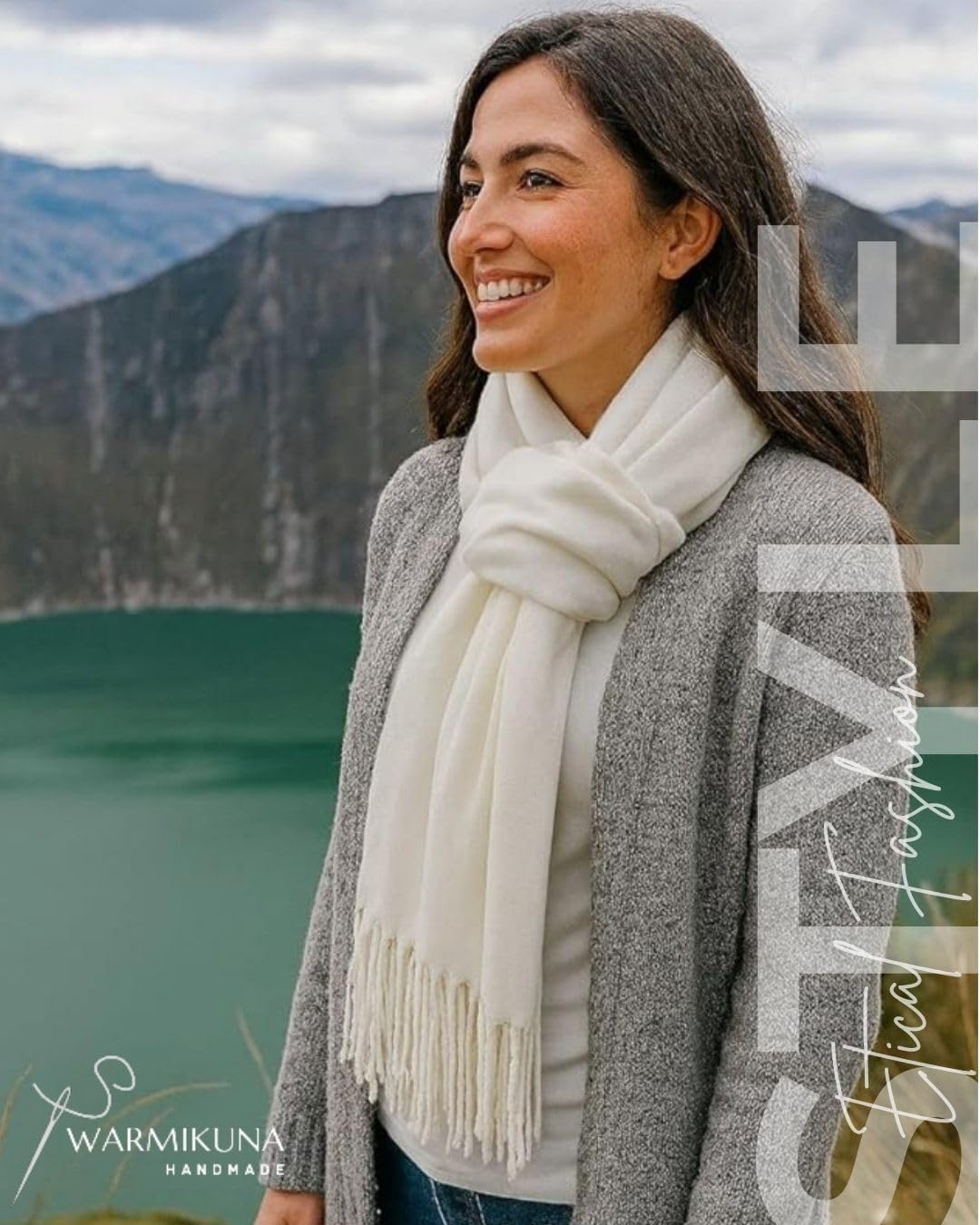 Handmade Wool Blend Cashmere Shawl, Winter Scarf for Women – Elegant and Warm Design - Image 7