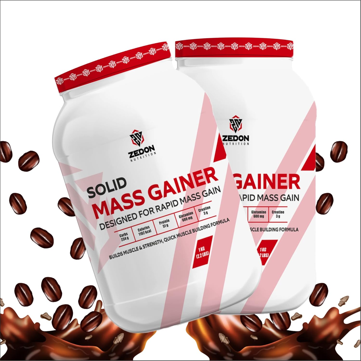 Zedon Nutrition Solid Mass Gainer, 51g Whey Protein Source for Rapid Muscle Mass Gain and Growth for Men & Women | Veg (Coffee, 1 KG) Zedon Nutrition Solid Mass Gainer, 51g Whey Protein Source for Rapid Muscle Mass Gain and Growth for Men & Women | Veg (Coffee, 1 KG)