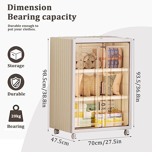 Miniatura 2 de OVLRIJP Armario pequeño, armario portátil para colgar ropa, armario plegable apilable con puertas para sala de estar, dormitorio y dormitorio (B)