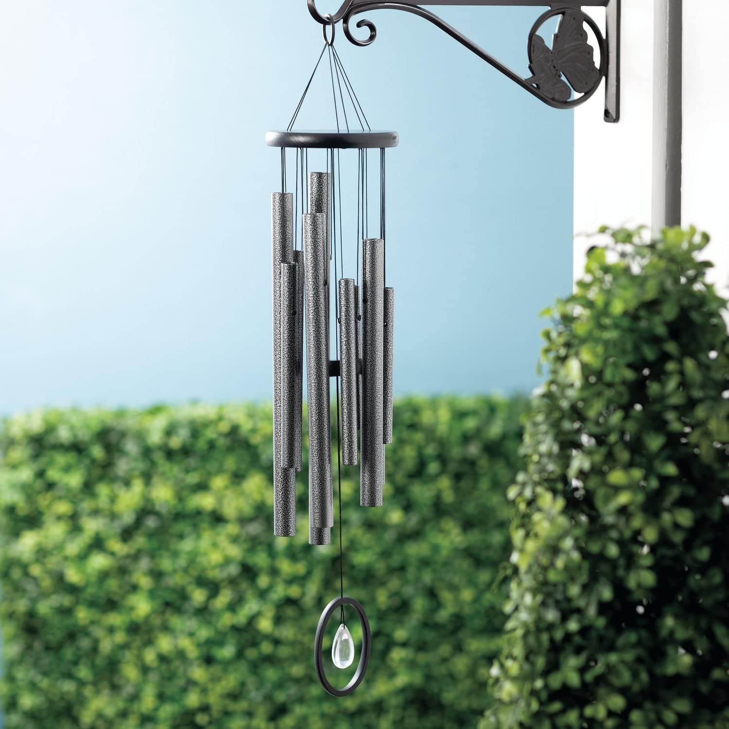 Woodstock Chimes Signature Collection, Chimes of Crystal Silence Medium (27'') Antique Silver Wind Chime for Outdoor, Patio, Home or Garden Decor (SLCAS)