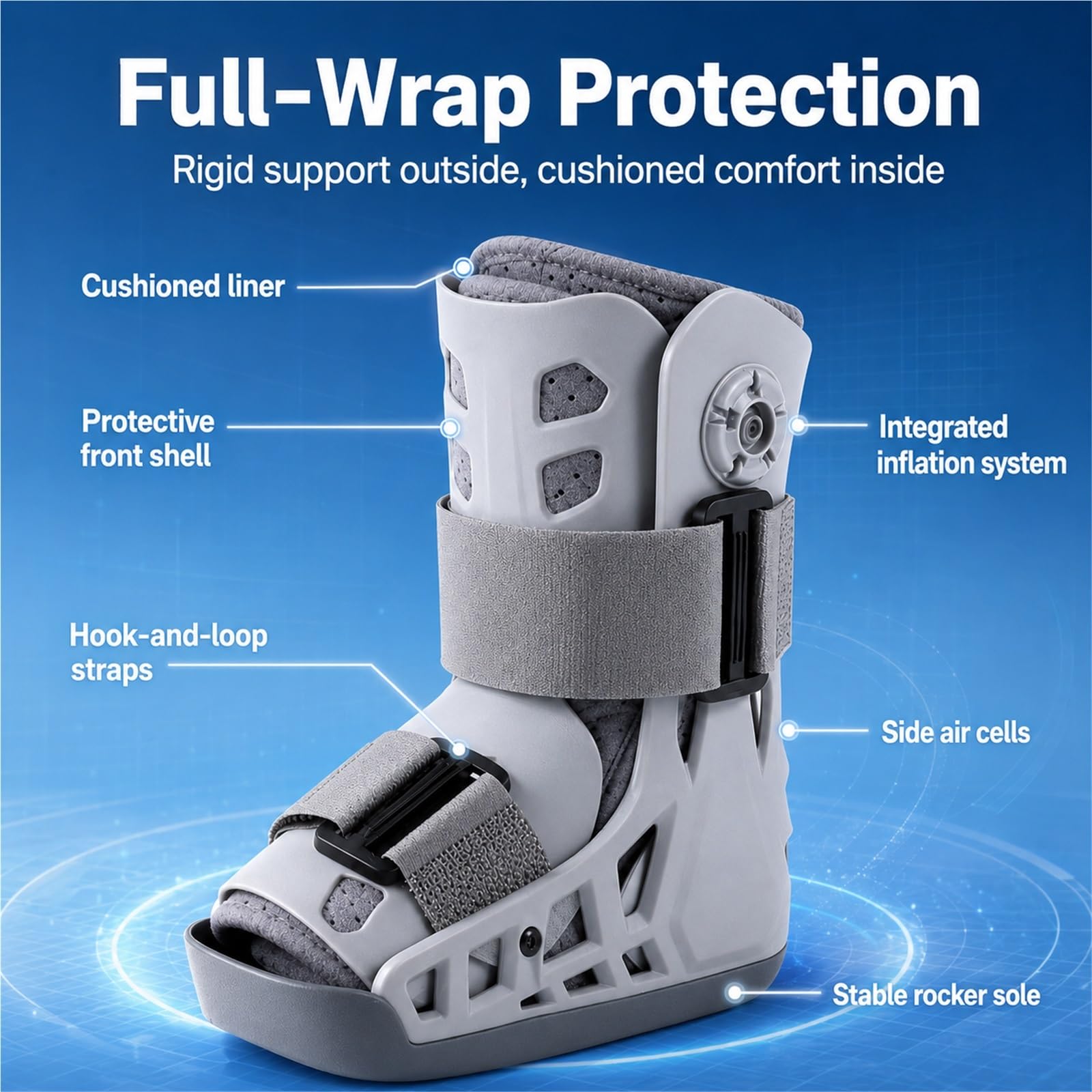 Bota Ortopédica Walker para Esguince de Tobillo y Fracturas con Doble Airbag Ajustable Bota Caminadora Ligera para Recuperación de Tendón de Aquiles Hombre Mujer(L)