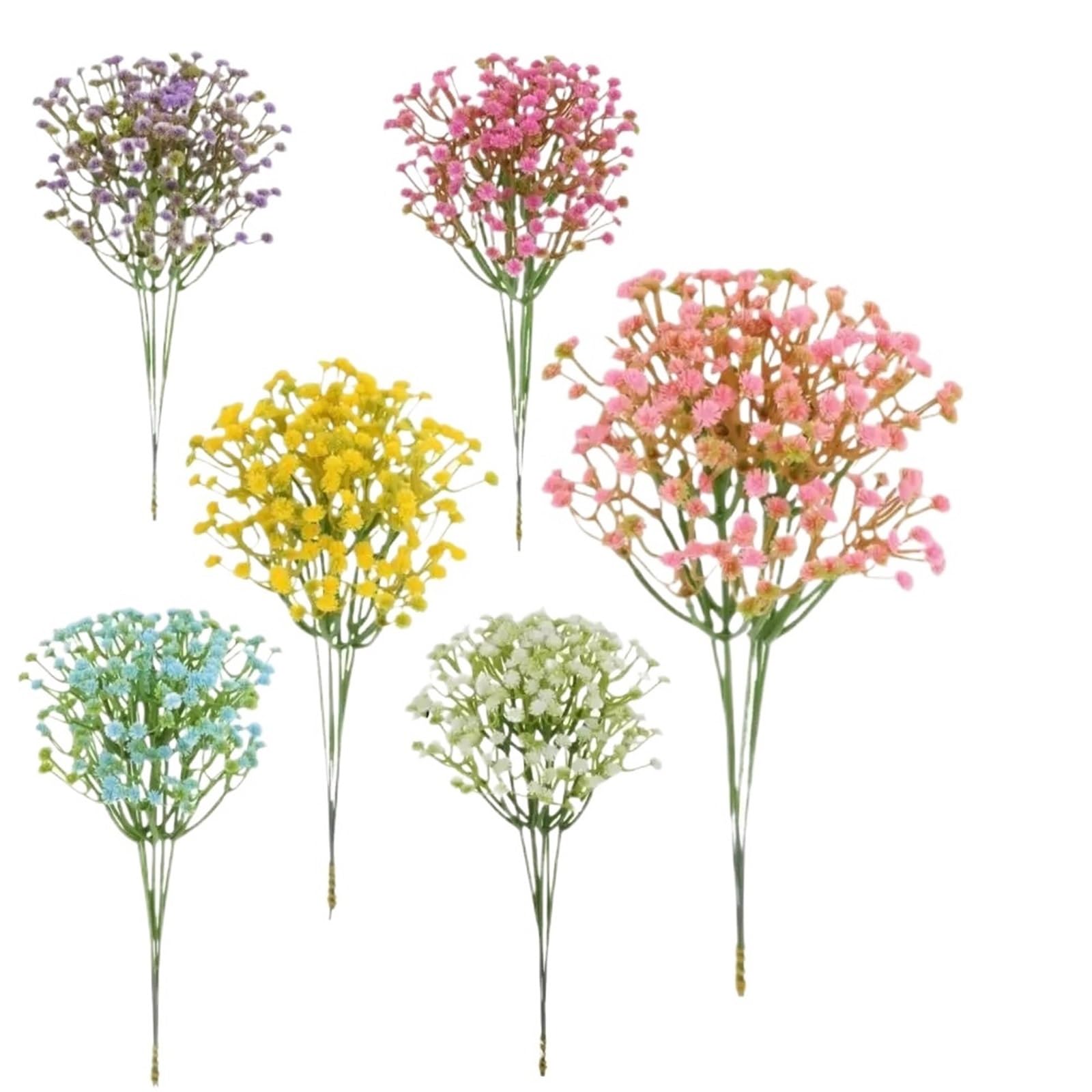 Dcrxz Artificial Flowers 50 Bunch Plastic Artificial Flowers Gypsophila 29cm 7 Colors DIY Fake Flowers Bouquet Vase Flowers Wedding Home Decoration(Yellow)