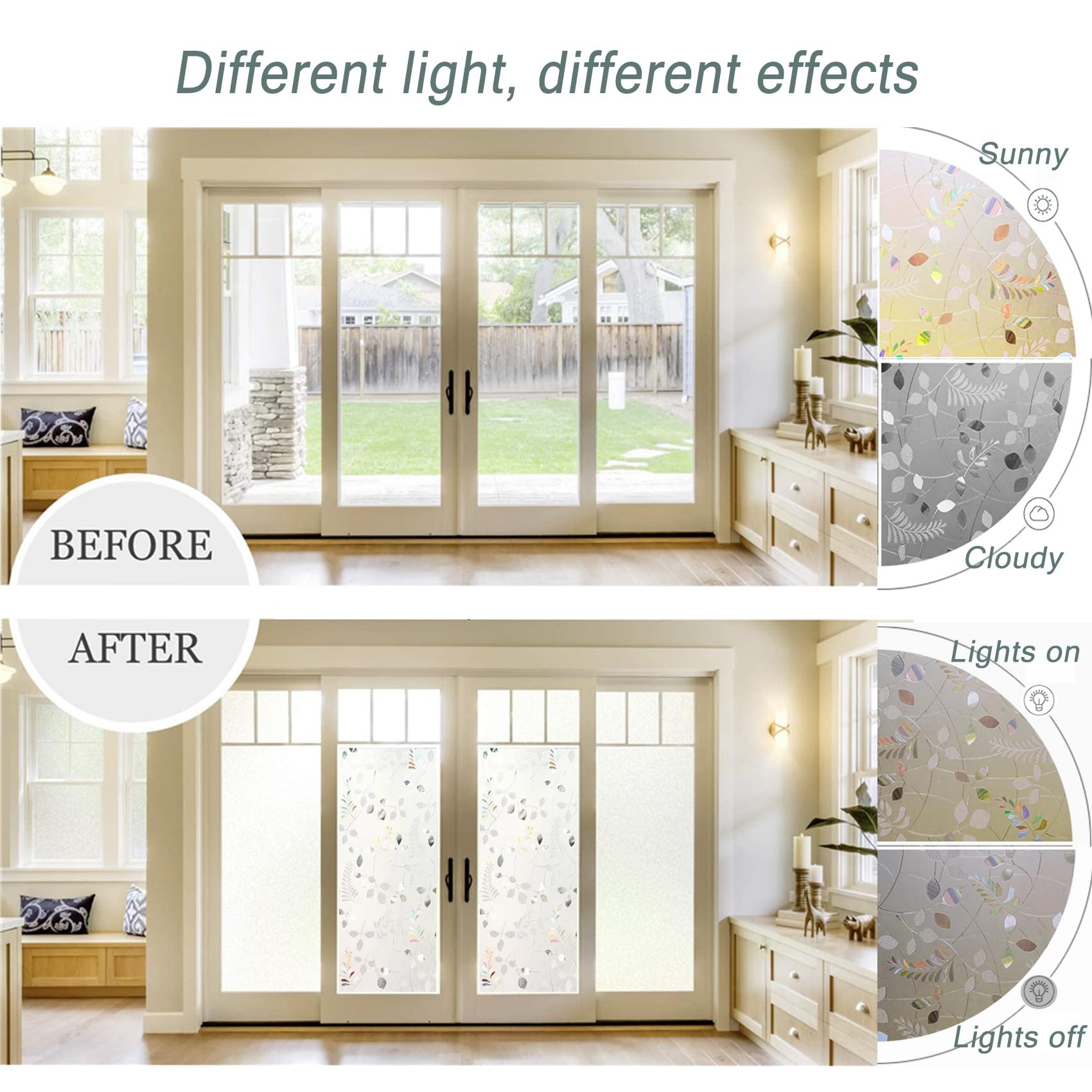 LIUNADM Sichtschutzfolie 110x180cm Weiß Matt - Ohne Kleber Für Fenster