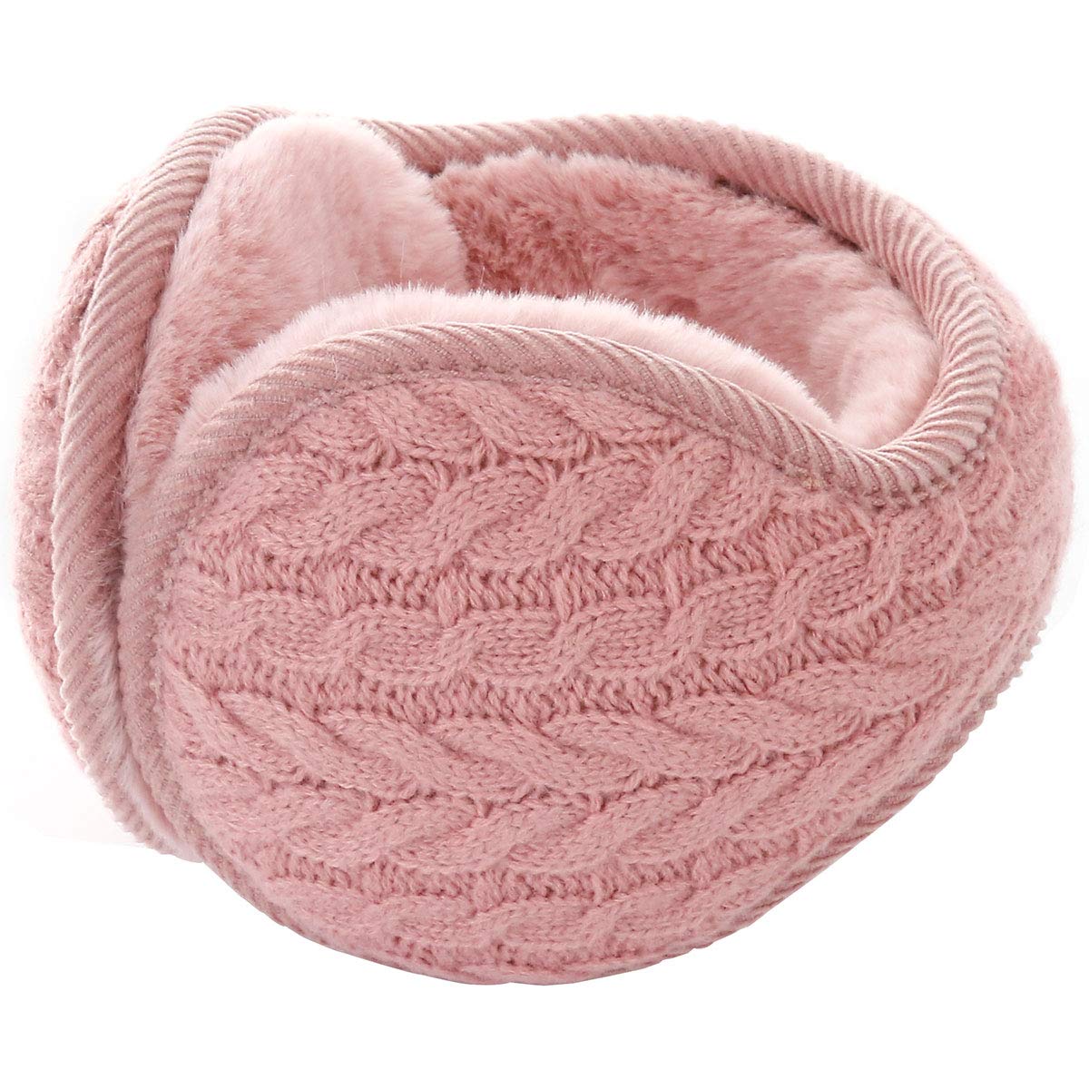 Winter Earmuff - Warm Ear Muffs Outdoor Around Foldable Adjustable Knited Unisex Ear Warmer Soft Ear Defender Winter (Pink)(Size:M)