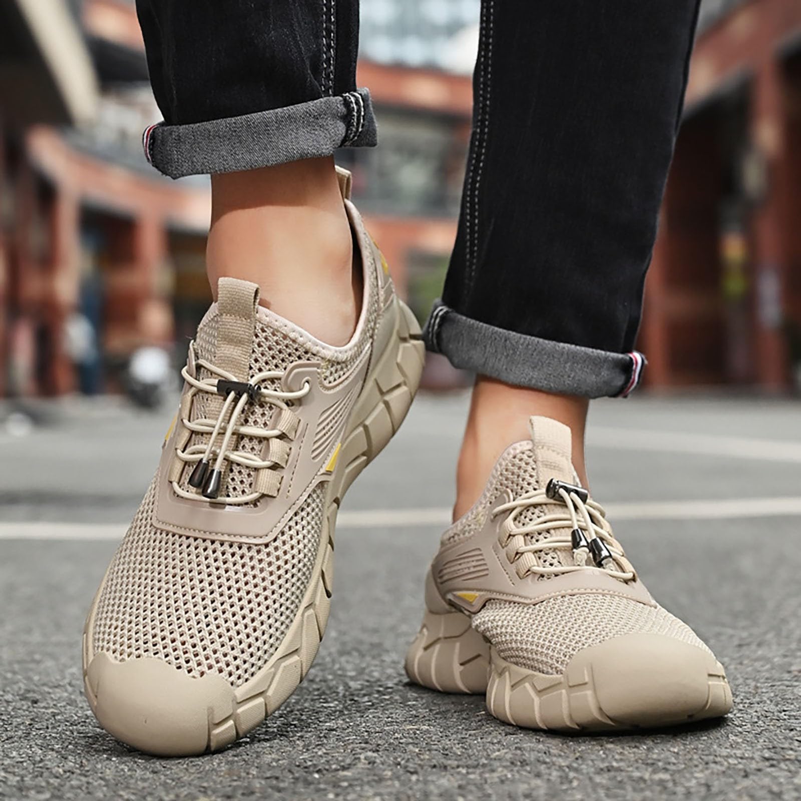Generisch Turnschuhe mit Schnellverschluss Herren, Sportschuhe Herren Mesh, Sneaker Atmungsaktiv Joggingschuhe Flache Sohle Sommerschuhe Einfarbig Fitnessschuhe rutschfest Freizeitschuhe Casual