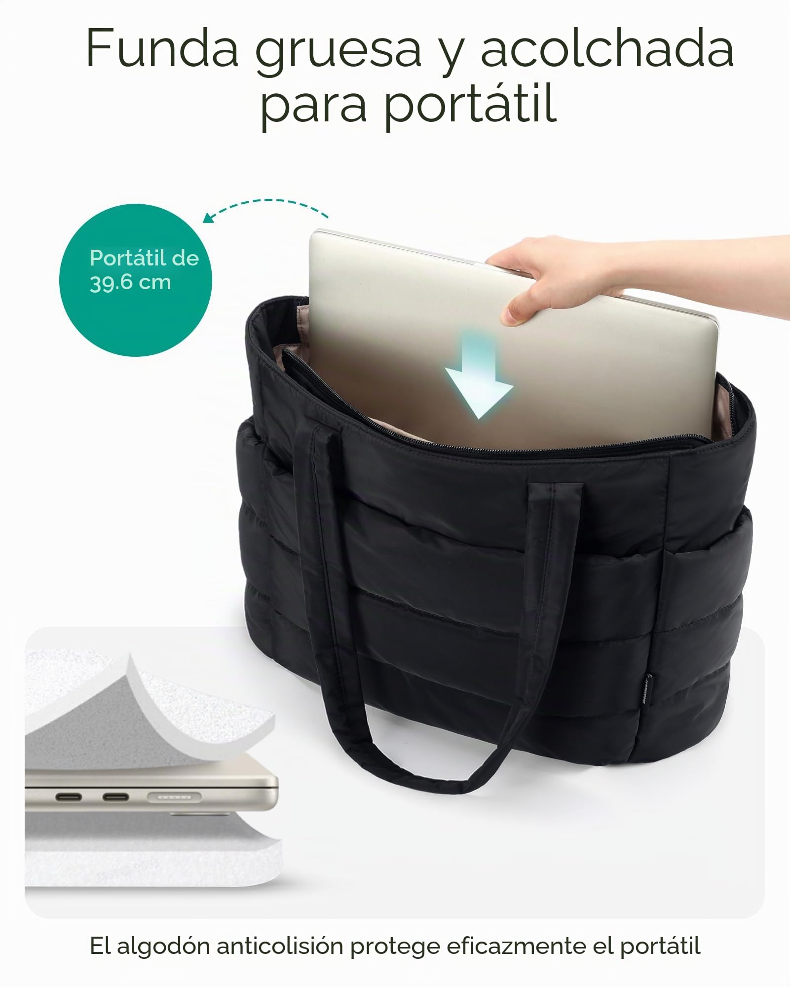 bagsmart Bolso de mano para mujer, bolso de hombro, 20 L, bolso de la compra, bolso de trabajo, bolso ligero para el trabajo, viajes, compras, escuela