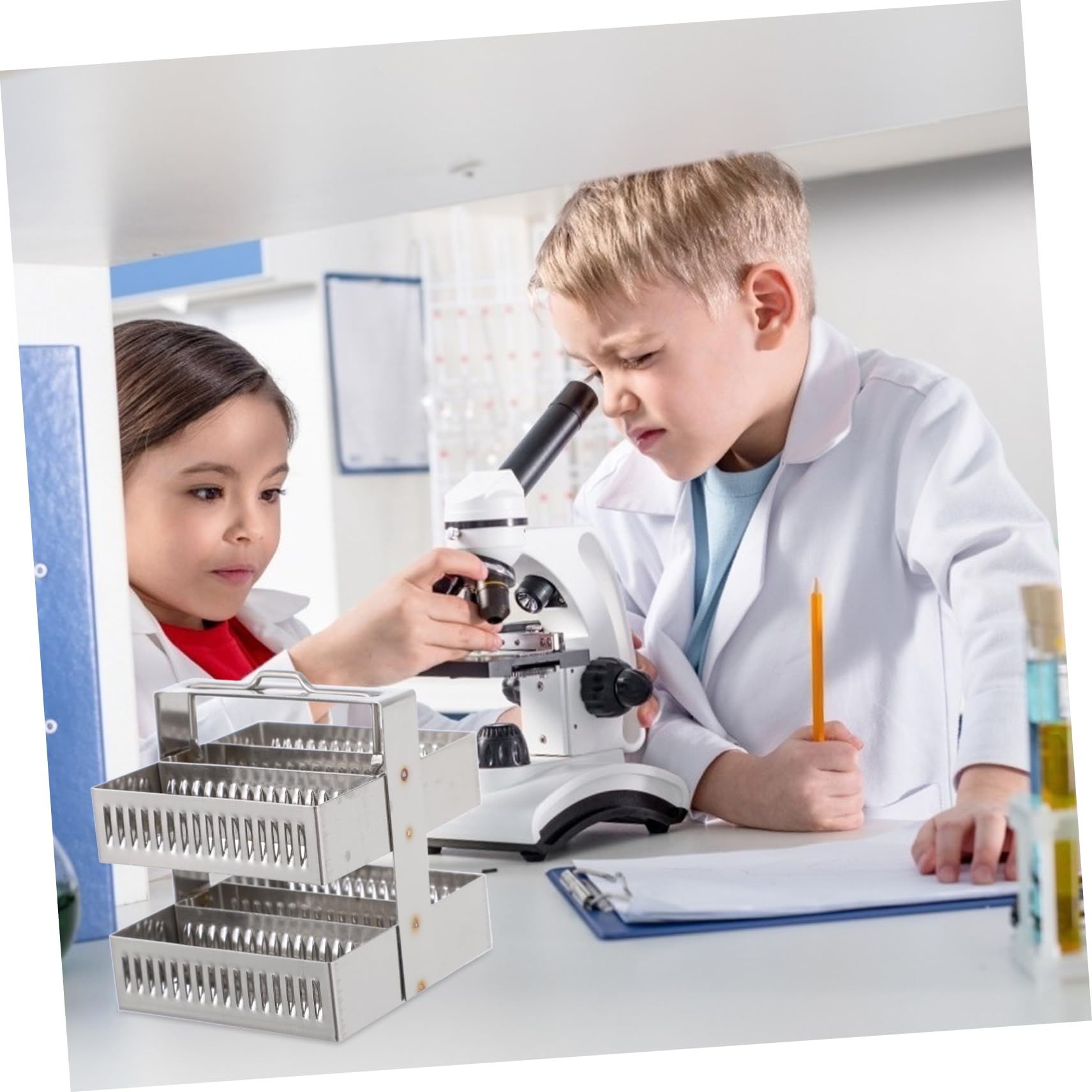 Microscope Slide Rack Diy Laboratory Slide Organizer Stainless Steel Microscope Slide Staining ...