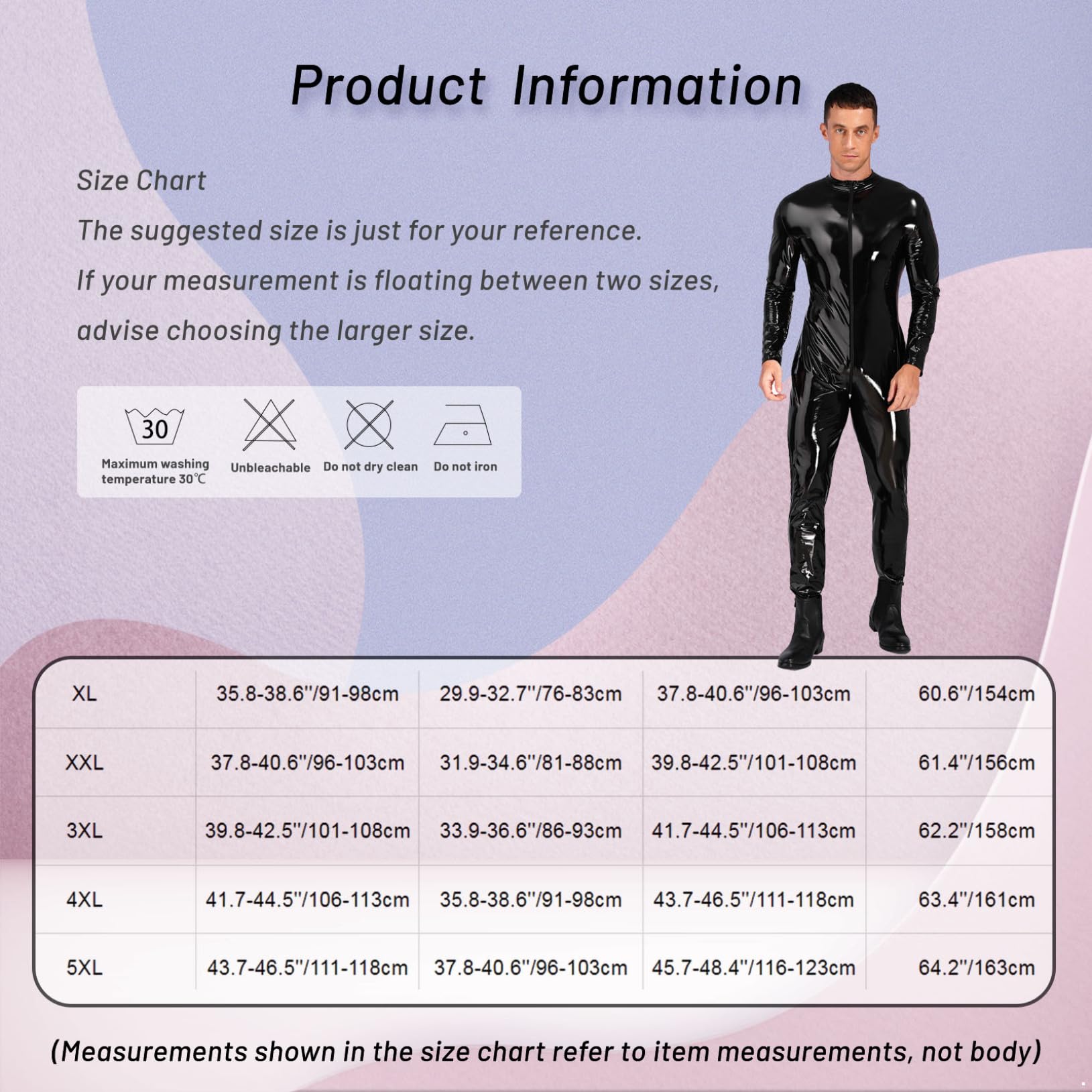 Freebily Body da Uomo Intero Intimo Sexy Hot per Sesso Tute Aderente Catsuit in Vernice con Cerniera Cavallo Wetlook Bodysuit Lucida Manica Lunga Latex Lingerie Erotico