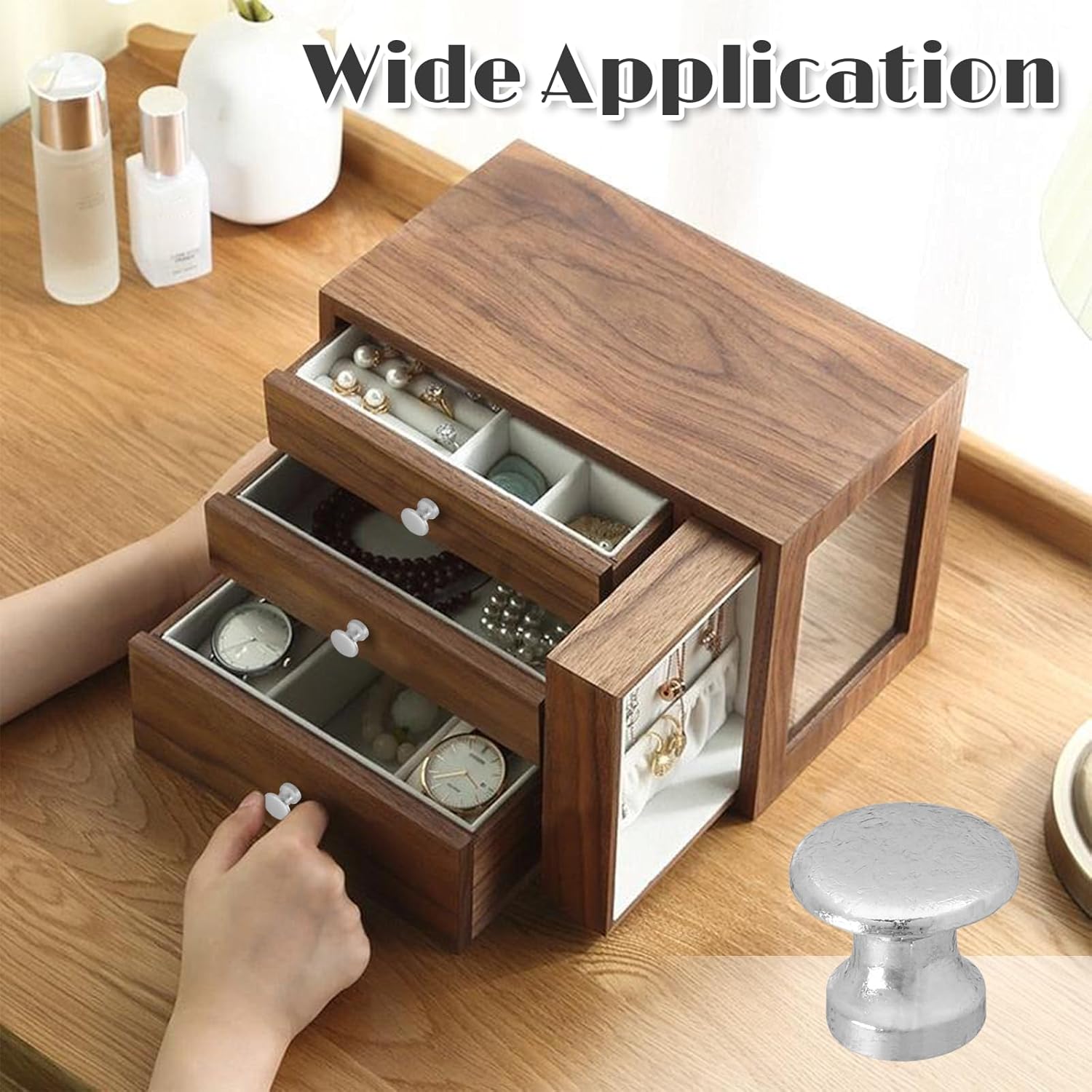 25PCS Mini Cabinet Knobs, 1/2 Inch Brushed Nickel Dresser Knobs, Small Drawer Pulls with Screws, Drawer Pulls and Handles for Jewelry Box Gift Case