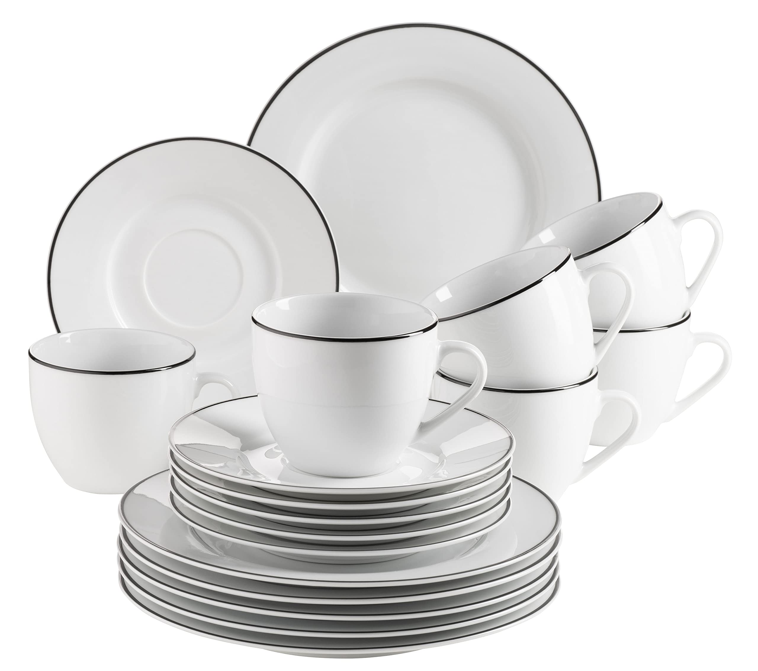 Mäser Servicio de café de porcelana ENNA, blanco, negro