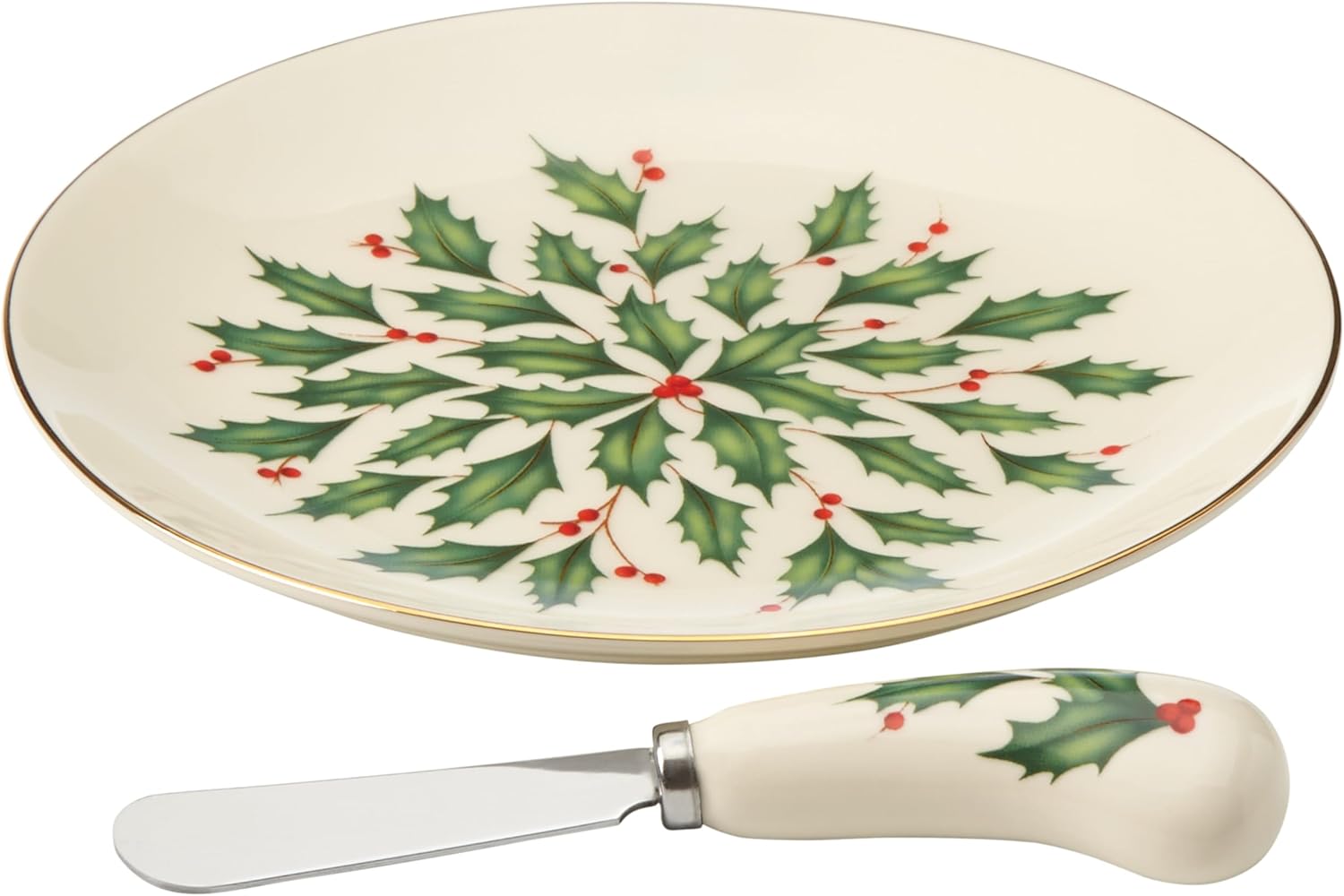 Lenox Ivory Porcelain Cheese Plate & Knife Set for Holiday Hosting